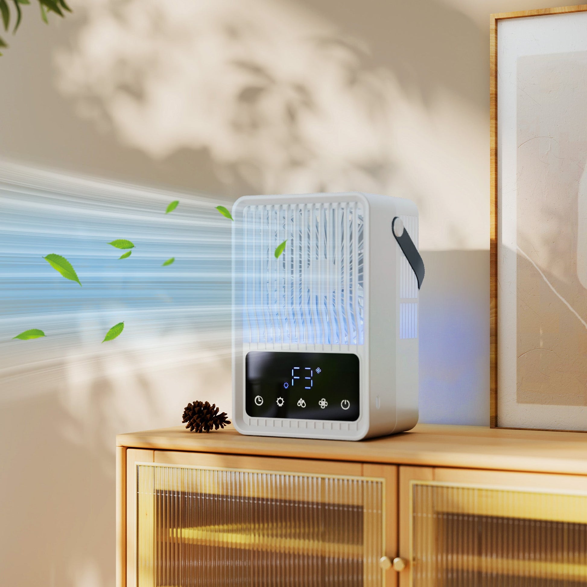 23.2 cm Desk Fan with Humidifier, 3-Speed Table Fan with 550ml Water Tank, Small Fan with RGB Light for Bedroom, Home Office, Black
