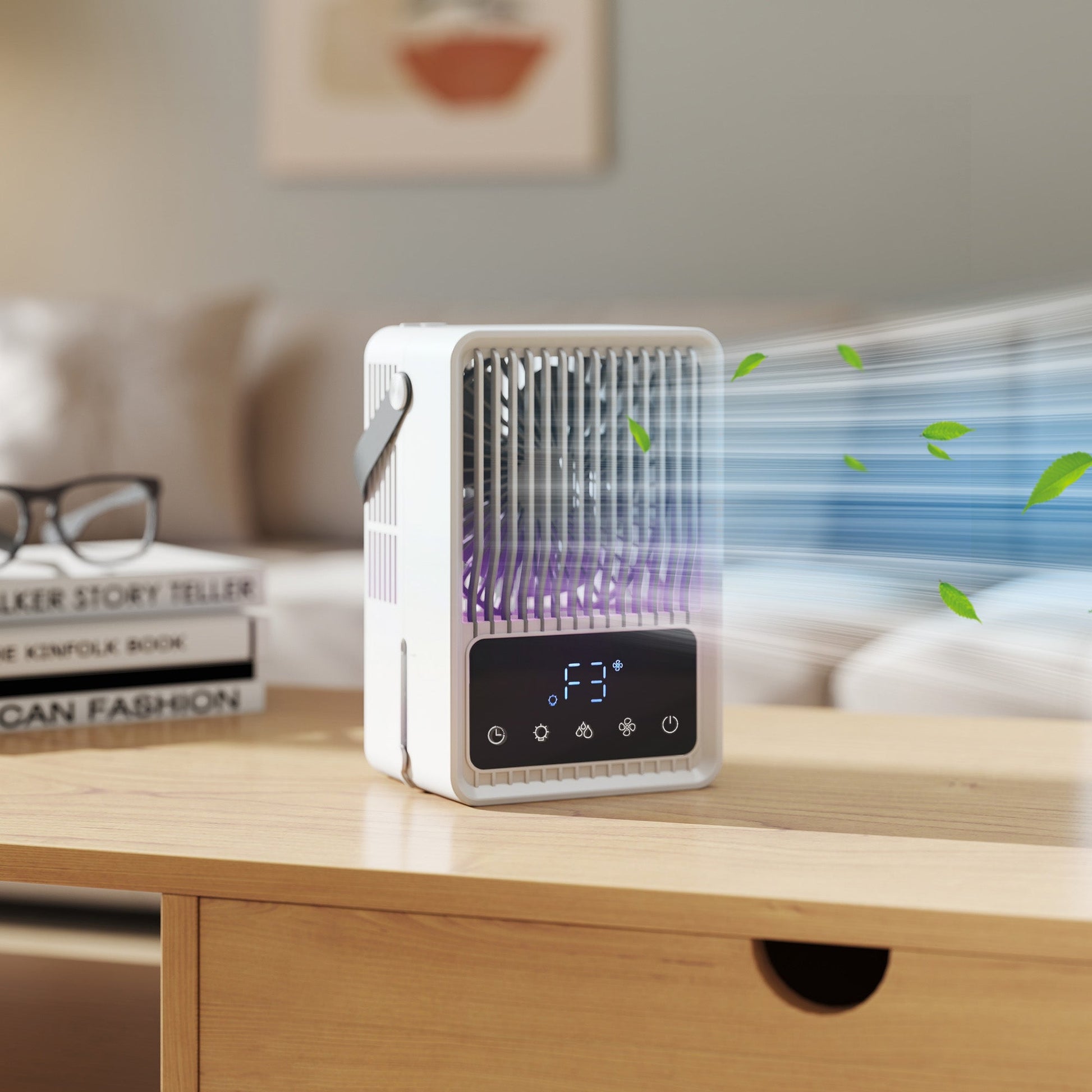 23.2 cm Desk Fan with Humidifier, 3-Speed Table Fan with 550ml Water Tank, Small Fan with RGB Light for Bedroom, Home Office, Black