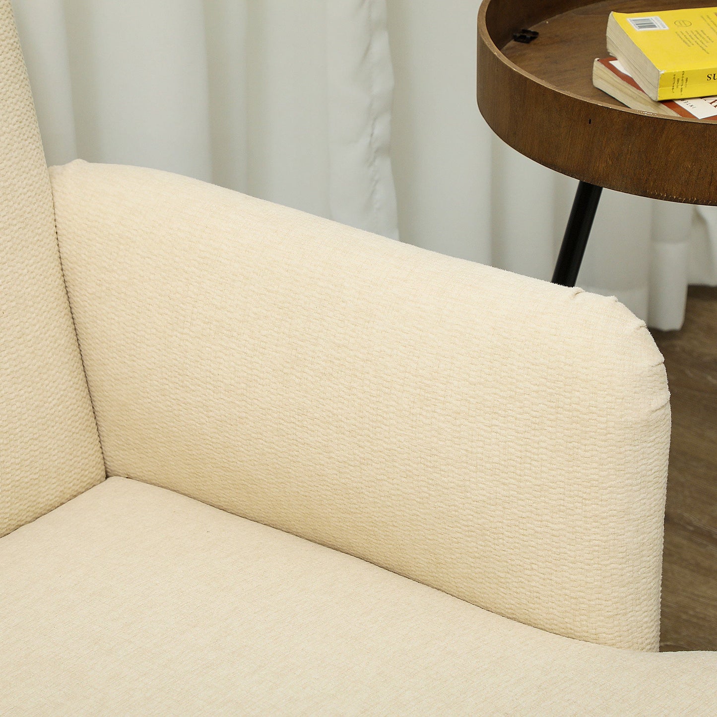 HOMCOM 2 Seater Sofa, Small Sofa Couch with 21cm Thick Padding and Wood Legs, Modern Velvet Feel Fabric Loveseat for Living Room, Bedroom, Home Office, Cream White
