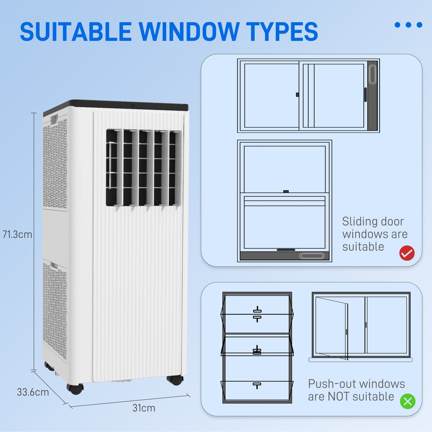 HOMCOM 9000 BTU Air Conditioning Unit, Smart Home WiFi App Compatible, 3-in-1 Portable Air Conditioner, Dehumidifier, Cooling Fan with 24H Timer, Remote, LED Display, 2 Speeds, Window Kit, 20m²