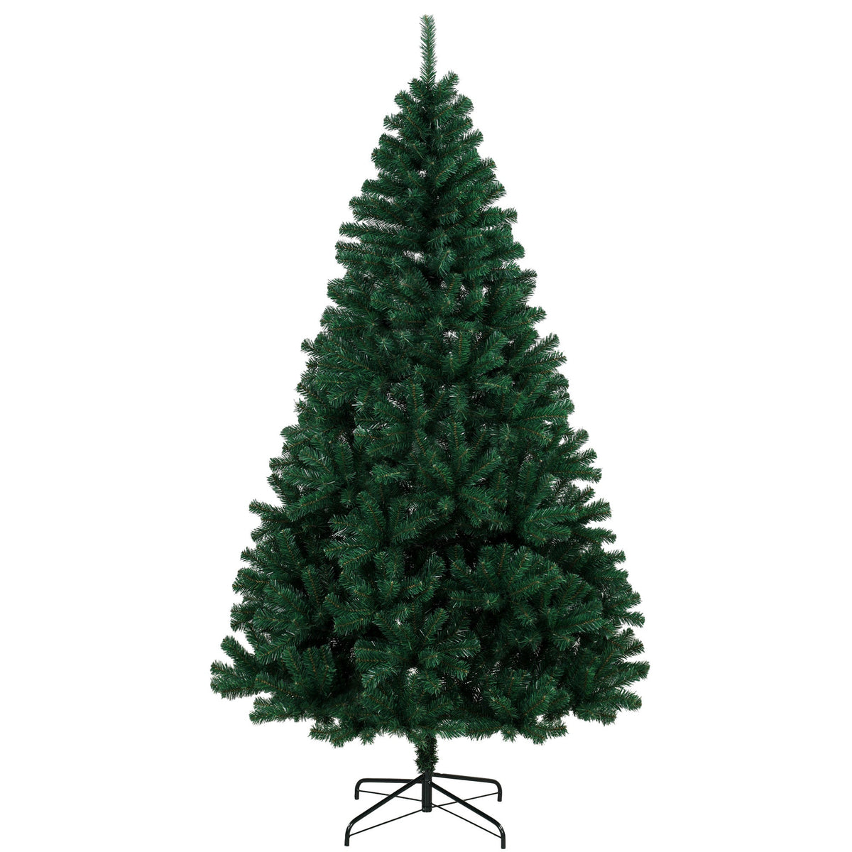 7ft/210cm Artificial Christmas Tree, Fir Hinged Xmas Tree with 1100 Branch Tips, Foldable Steel Stand, Easy Assembly for Home Office Holiday Decoration, Green
