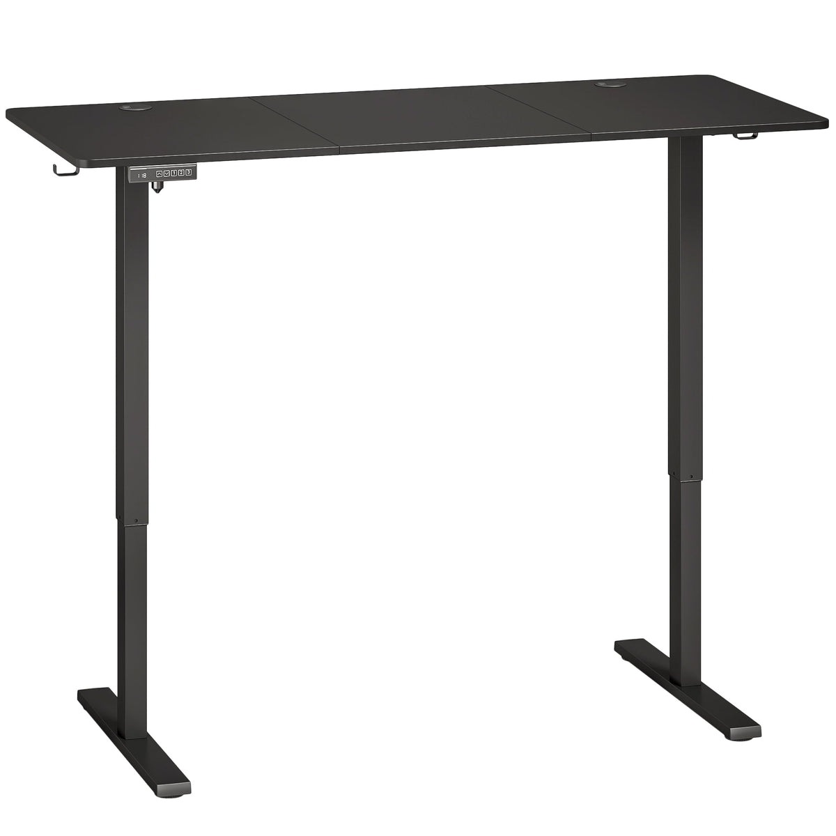 Electric Standing Desk Height Adjustable 140 x 60cm, Sit Stand Desk with 3 Memory Presets, Quiet Home Office Computer Desk with LED Display, Cable Holes & Hooks for Bedroom, Home Office, Black