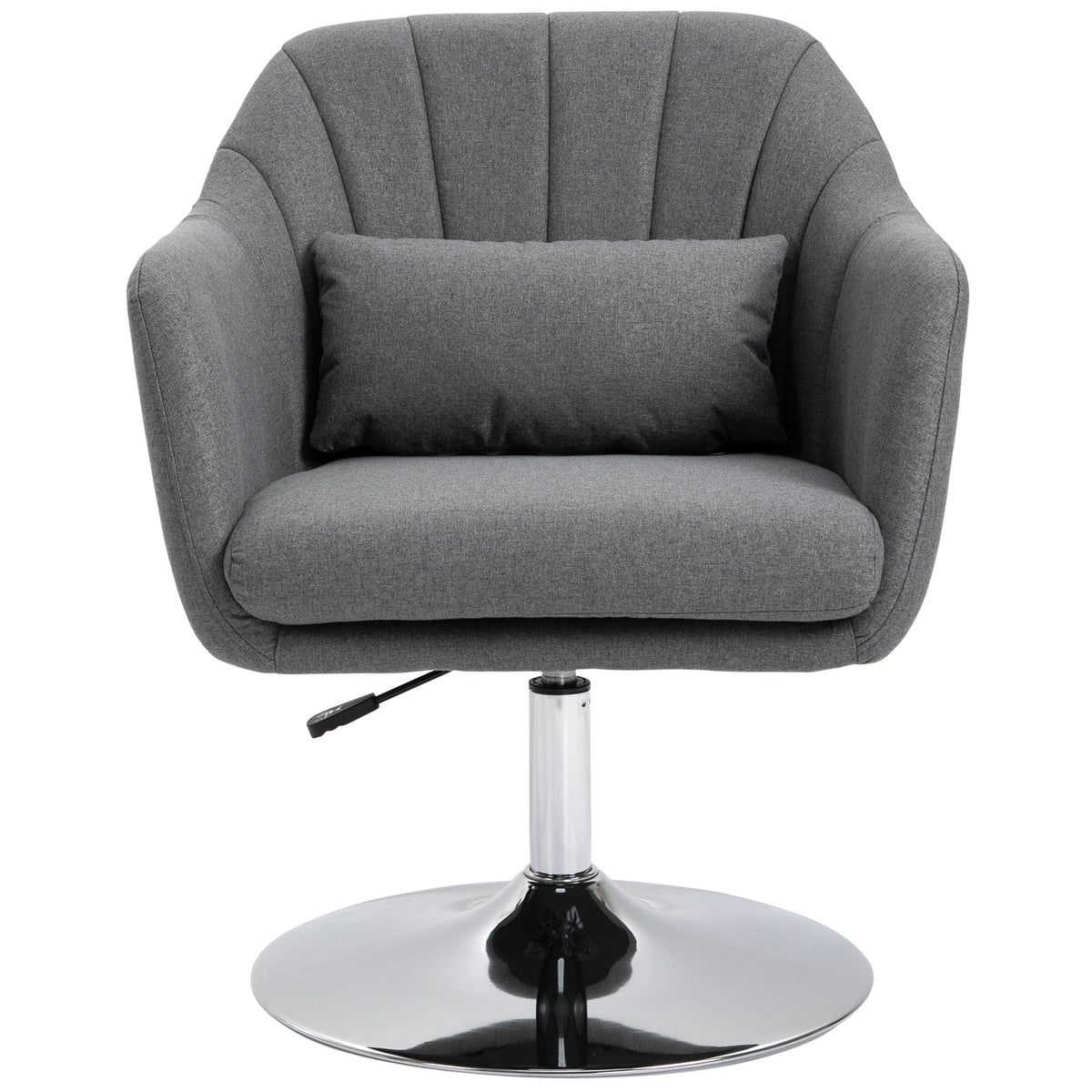 HOMCOM Swivel Linen Fabric Accent Chair for Living Room Contemporary Vanity Armchair with Adjustable Height Thick Cushion Lumbar Support Armrest for Bedroom Office Dark Grey