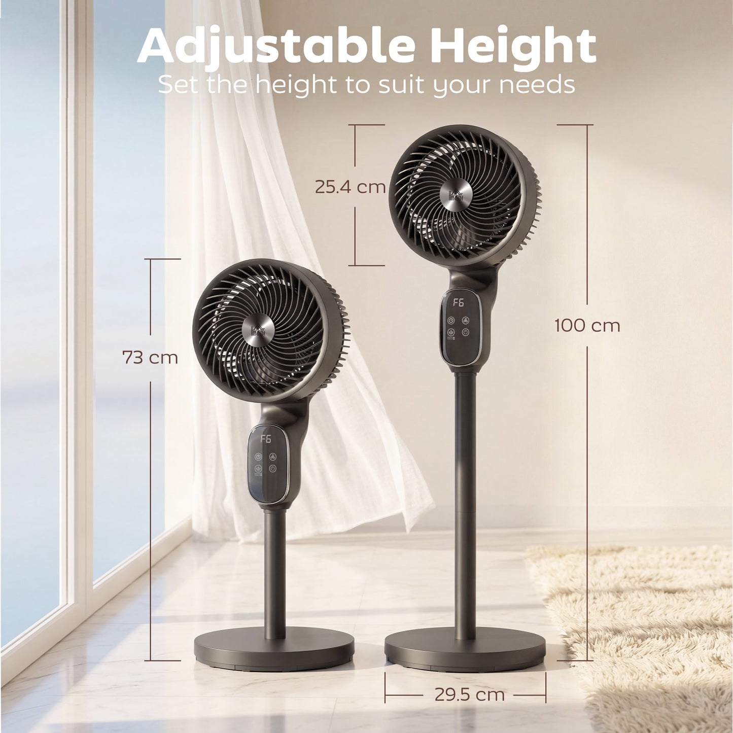 20 dB Silent Standing Fan for Bedroom, 39" Pedestal Fan with Remote, 90° Oscillating, 8 Speeds, Adjustable Height, 12H Timer, Aroma Diffuser, LED Display, Black