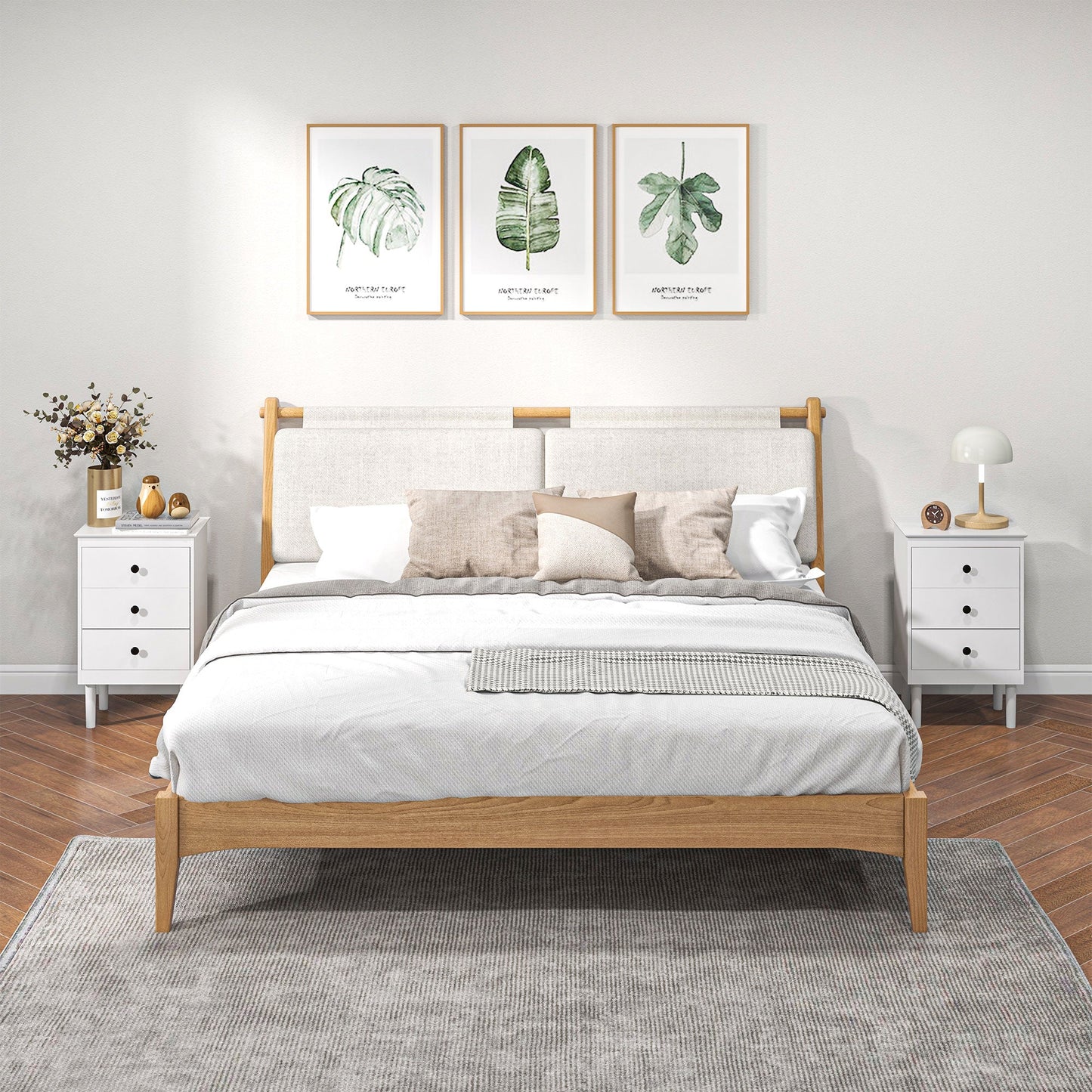 HOMCOM Bedside Table Set of 2, Bedside Cabinet with 3 Drawers, Modern Sofa Side Table, Nightstand for Bedroom, 40x30x64cm, White