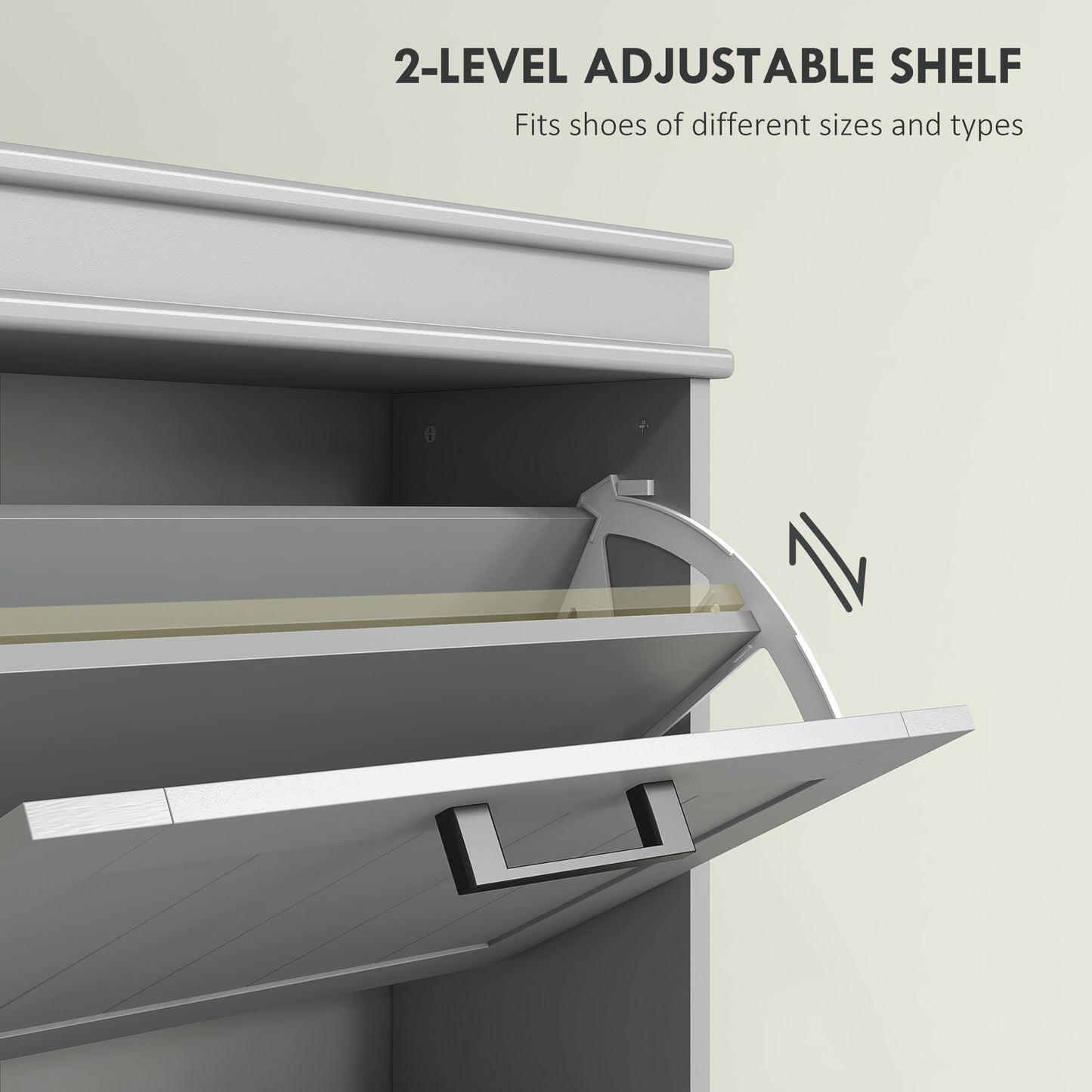 3 Drawers Entryway Shoe Cabinet, Narrow Shoe Storage Cabinet with 3 Flip Drawers and Adjustable Shelves for 15 Pairs of Shoes, Grey