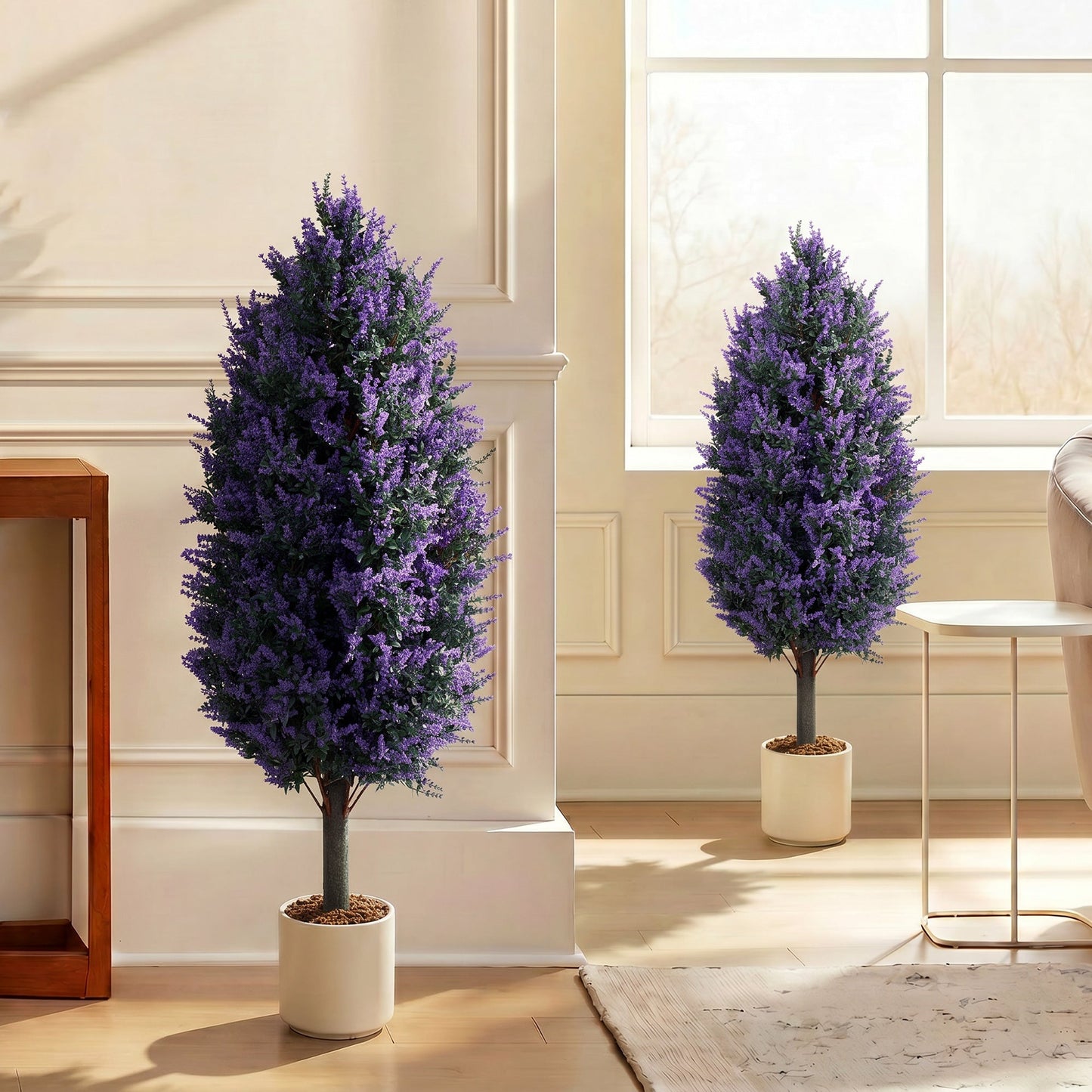 Set of 2 90 cm Artificial Lavender Flowers with Stakes and 642 Blossoms, Greenery Shrub, Indoor Outdoor Fake Plants for Home Office, Living Room, Garden, Patio Decor