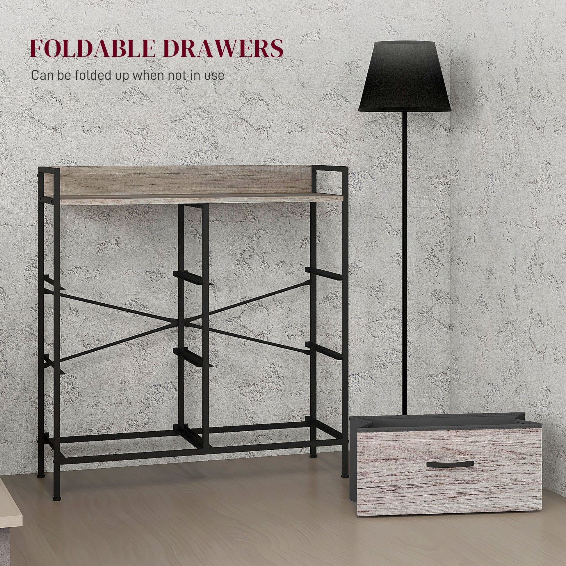 HOMCOM Bedroom Chest of Drawers, Fabric Dresser with 6 Drawers, Storage Organiser Unit with Open Shelf and Metal Frame for Living Room, Entryway, Grey Wood Effect