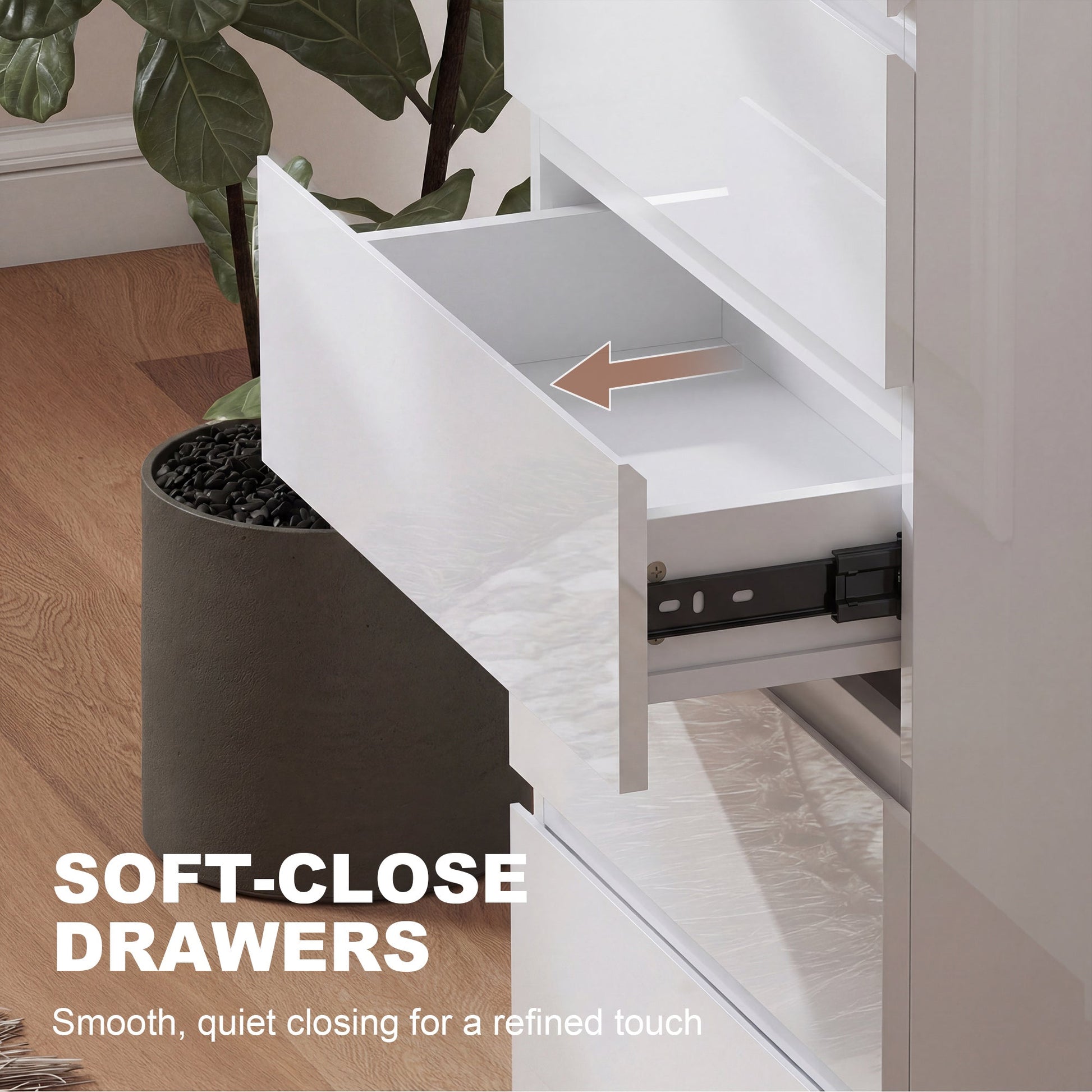 Chest of Drawers, 5 Drawers Storage Cabinet Floor Tower Cupboard for Bedroom Living Room, High Gloss White