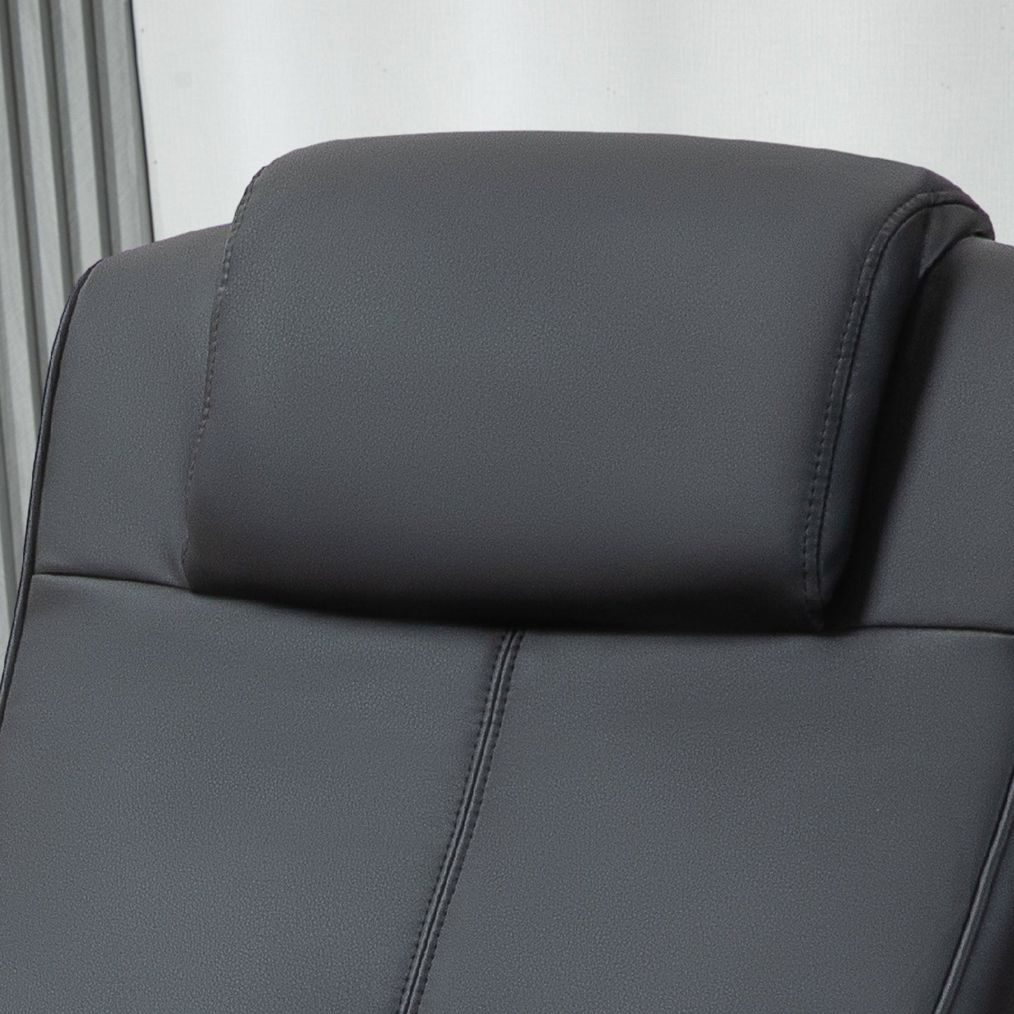 HOMCOM Recliner Chair and Footstool, Swivel PU Leather Upholstered Armchair with Footstool and Adjustable Backrest for Living Room, Bedroom, Black