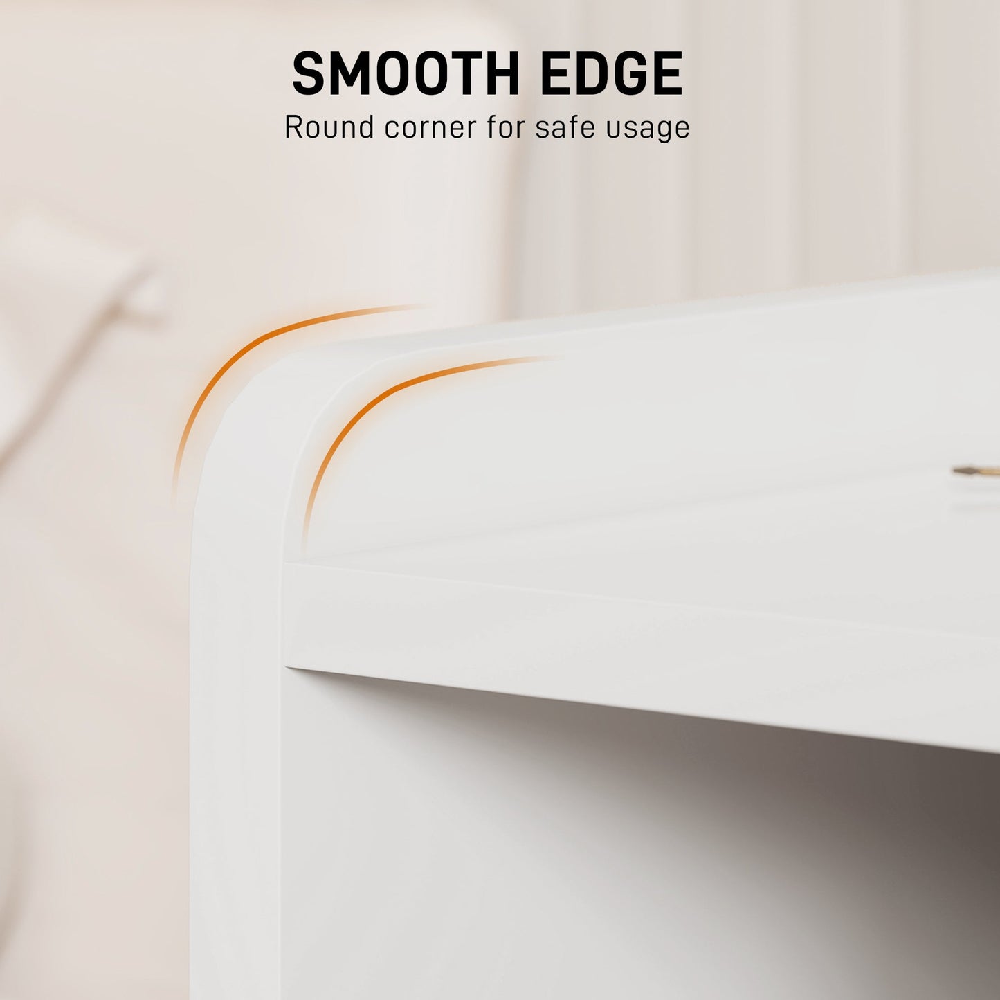 Bedside Table, Small Bedside Cabinet with 2 Drawers and Storage Shelves, Modern Nightstand for Bedroom, High Gloss White