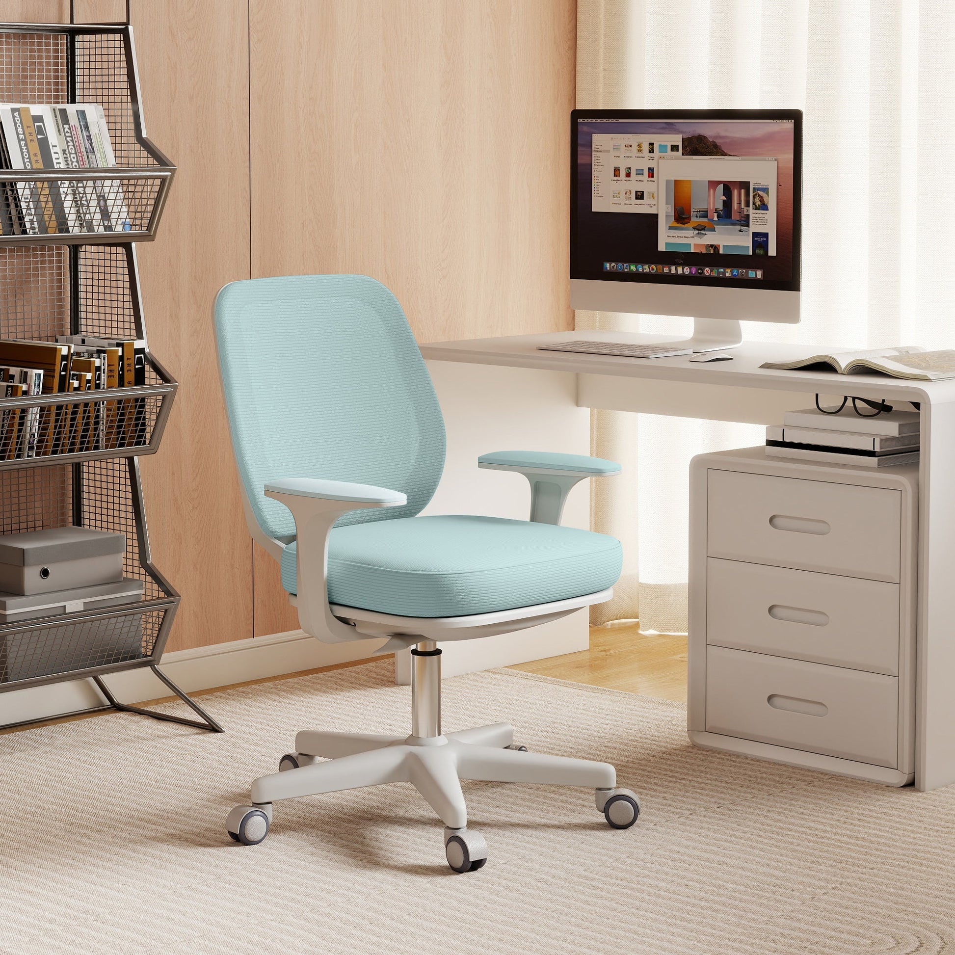 Office Chair, Breathable Mesh Swivel Desk Chair with Adjustable Height for Home Office, Study, Light Green