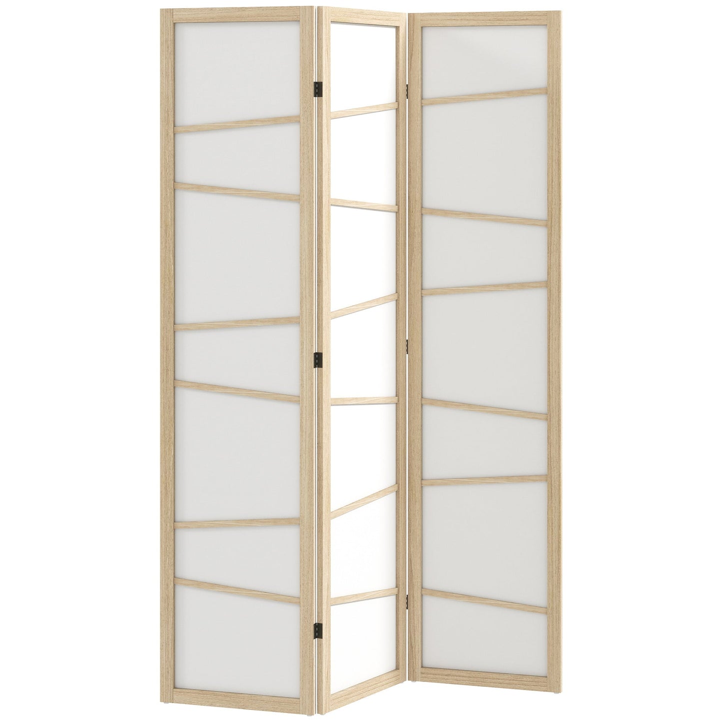 3 Panel Room Divider, Wooden Folding Privacy Screen, Freestanding Wall Partition Separator for Bedroom, Natural Wood Finish