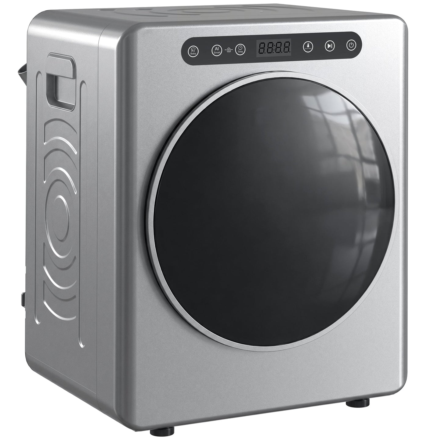 5kg Vented Tumble Dryer, 1000W Compact Freestanding Front Tumble Dryer with Stainless Steel Tub, Timer, 6 Heat Settings, Small Portable Clothes Drying Machine, Silver Tone