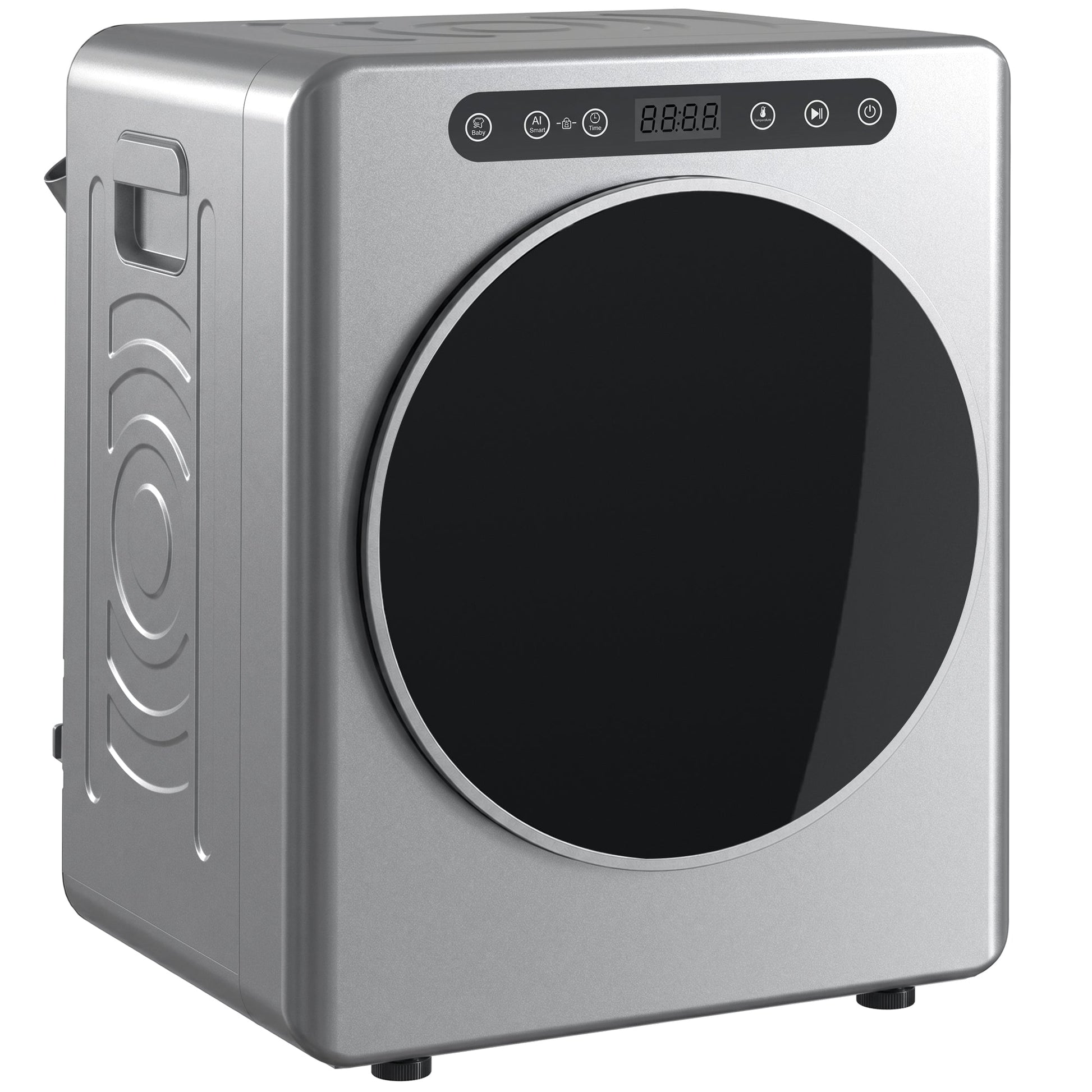 5kg Vented Tumble Dryer, 1000W Compact Freestanding Front Tumble Dryer with Stainless Steel Tub, Timer, 6 Heat Settings, Small Portable Clothes Drying Machine, Silver Tone