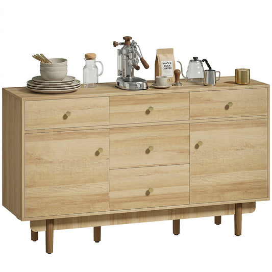 Modern Sideboard, Buffet Cabinet, Storage Cupboards with Adjustable Shelf, 5 Drawers and 2 Cabinets, 136 x 38 x 80 cm, for Living Room, Kitchen, Dining Room