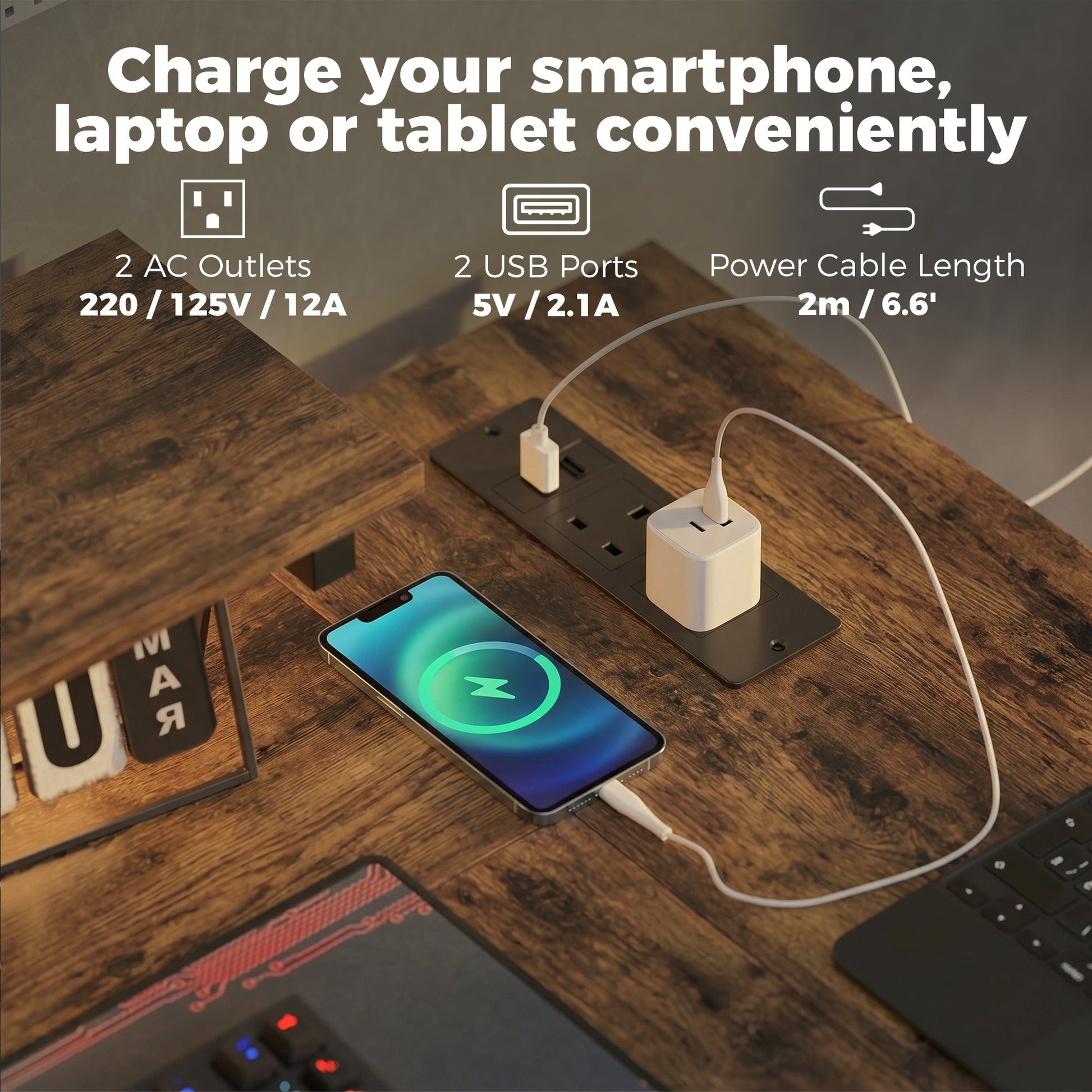 L Shaped Gaming Desk with LED Lights, Power Outlet, USB Charging Ports, 107cm Reversible Corner Computer Desk with Storage Shelves, Monitor Stand for Home Office, Small Space, Rustic Brown