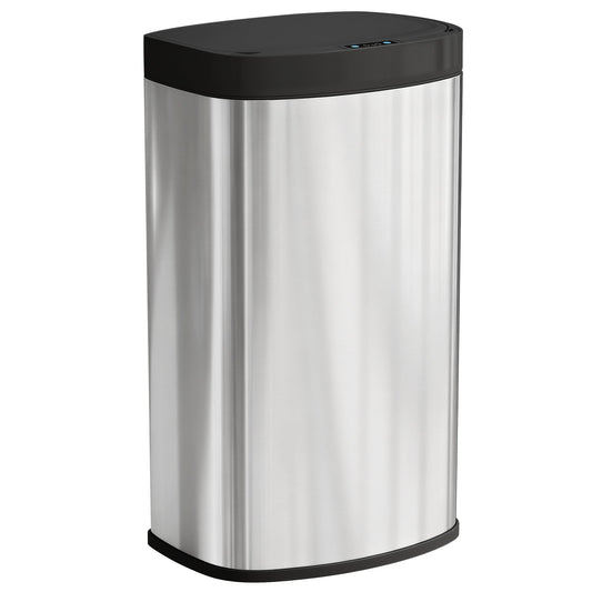 55L Sensor Bin with Soft-Close Lid, Automatic Touchless Motion Sensor Kitchen Bin with Fingerprint Resistant Stainless Steel for Hygienic Gyms, Home Office Use, Silver Tone