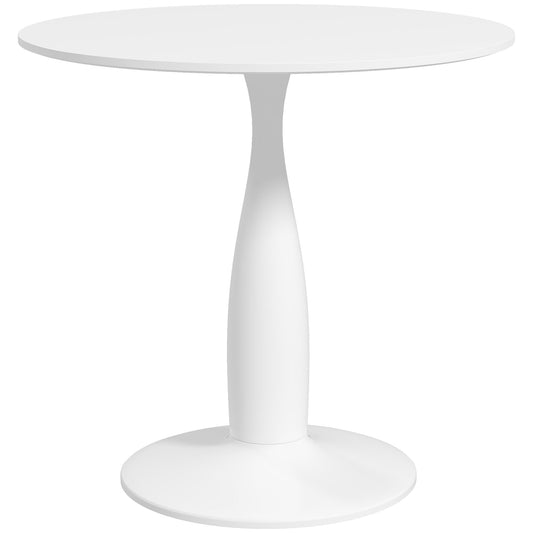 HOMCOM Round Dining Table for 2, Modern Kitchen Table with Steel Base, Non-slip Foot Pad for Living Room, Dining Room, White
