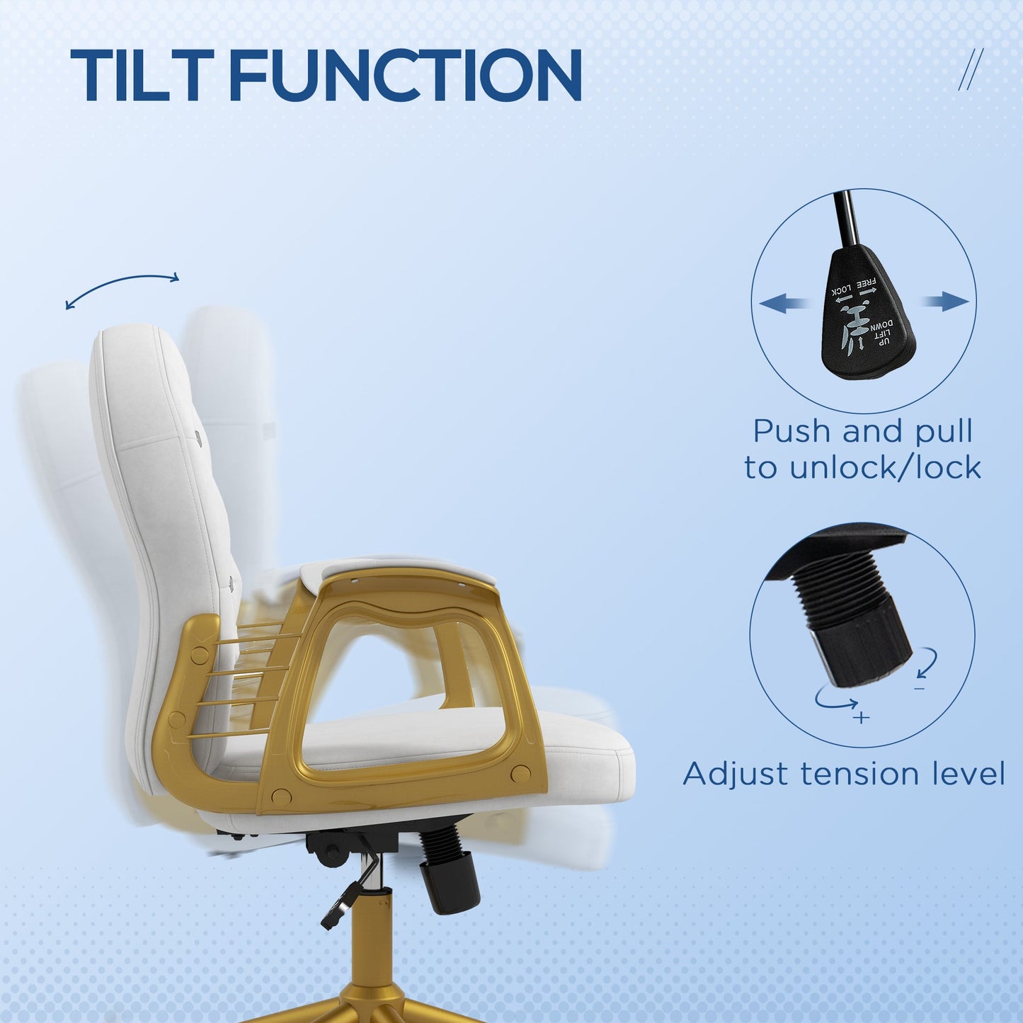 Vinsetto Office Chair, Swivel Desk Chair, Velvet Vanity Chair with Adjustable Height and Rolling Wheels for Home Work Study, Cream White