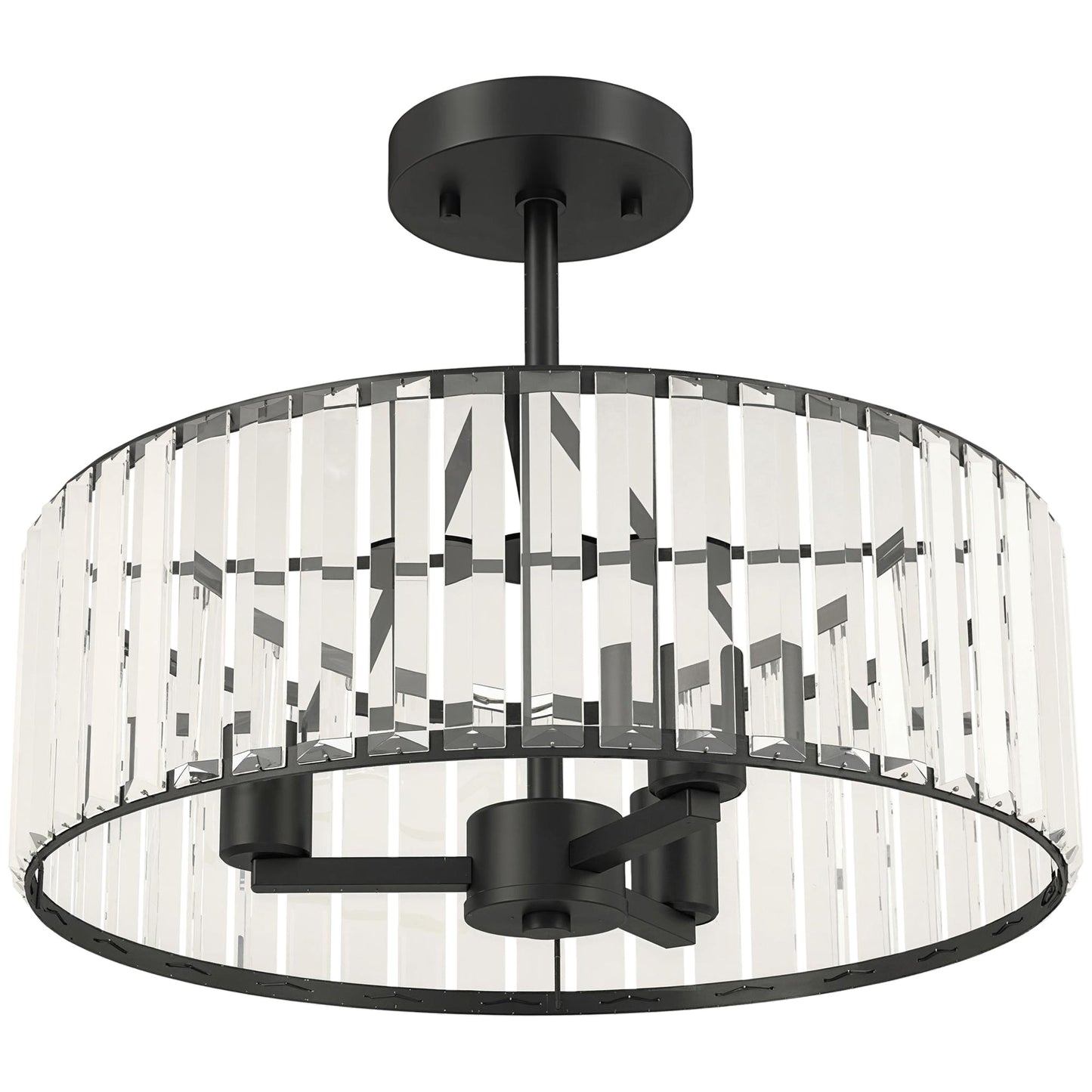 Crystal Ceiling Light Fixture, Semi Flush Mount Modern Crystal Chandelier Ceiling Light for Living Room, Bedroom, Hallway, Dining Room, E14 Base 3-Lights, Bulbs Not Included, Black