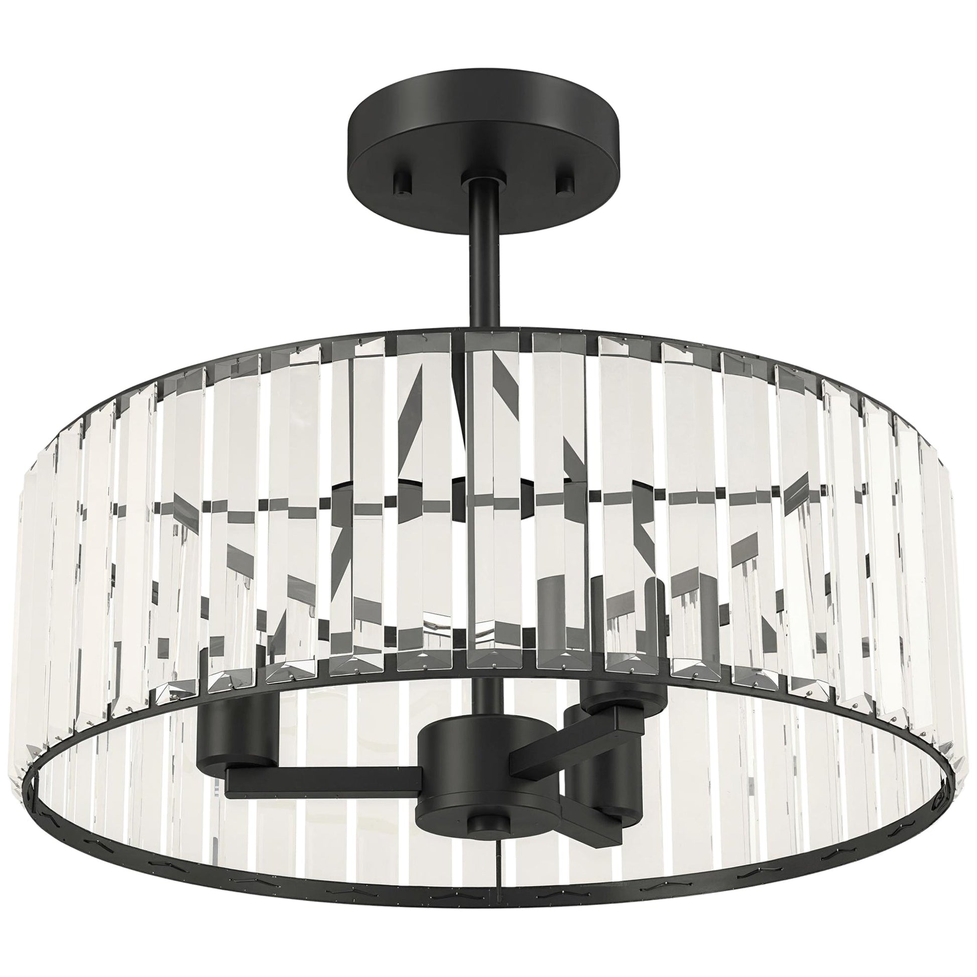 Crystal Ceiling Light Fixture, Semi Flush Mount Modern Crystal Chandelier Ceiling Light for Living Room, Bedroom, Hallway, Dining Room, E14 Base 3-Lights, Bulbs Not Included, Black