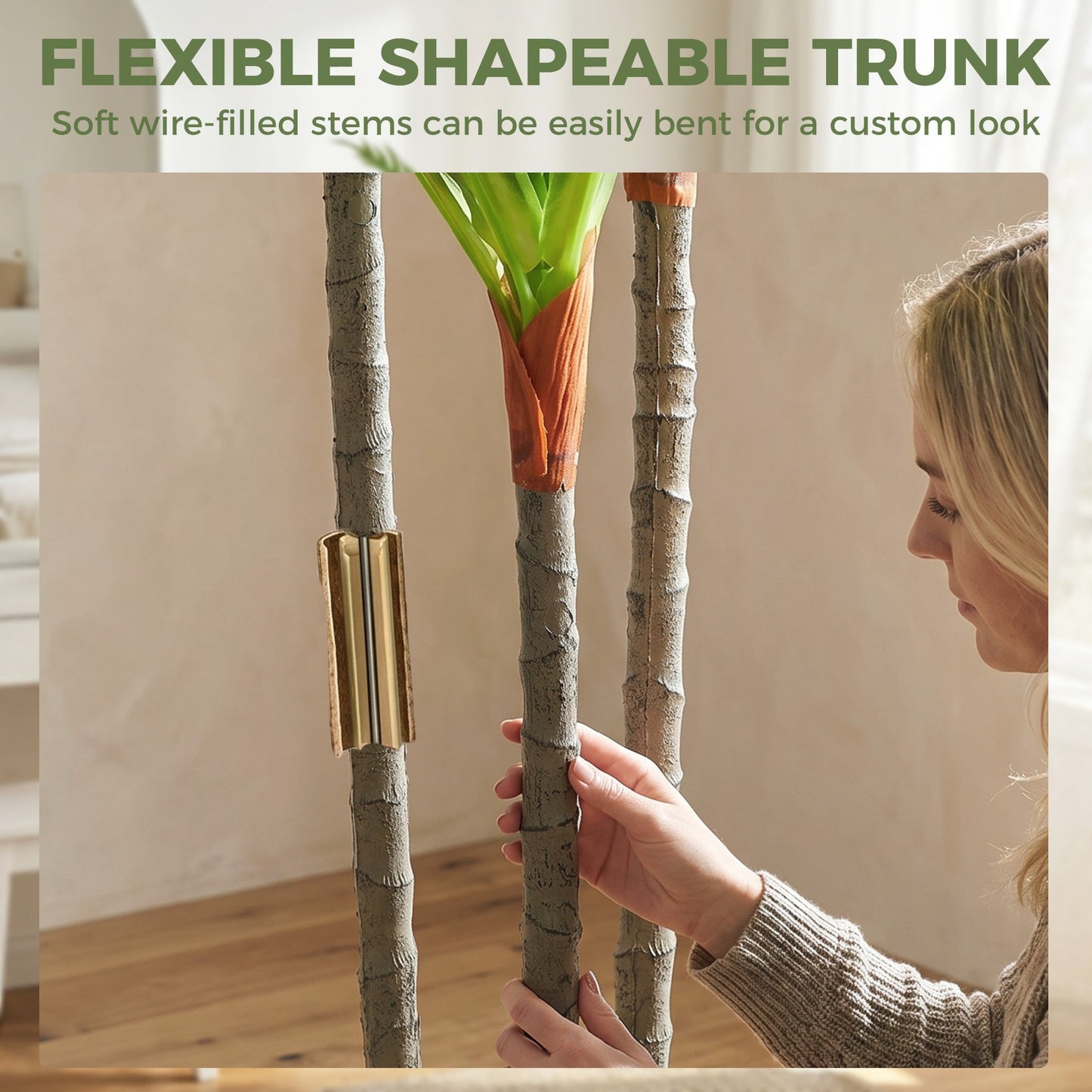 Set of 2 90cm Artificial Dracaena Trees, Decorative Artificial Plants with Bendable Trunks and White Planters for Living Room Bedroom Home Office Decor, Green