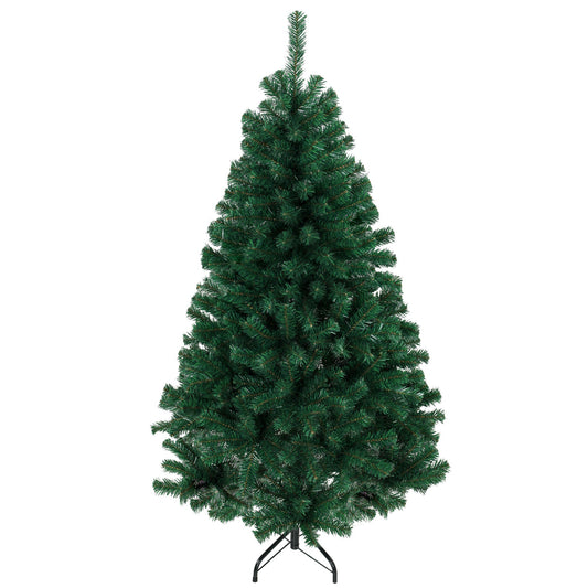 5ft/150cm Artificial Christmas Tree, Fir Hinged Xmas Tree with 420 Branch Tips, Foldable Steel Stand, Easy Assembly for Home Office Holiday Decoration, Green