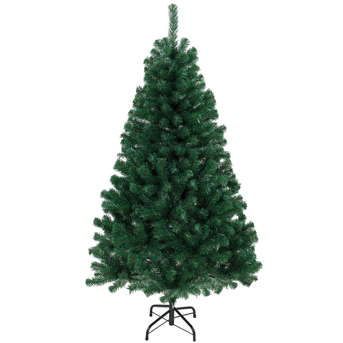 5ft/150cm Artificial Christmas Tree, Fir Hinged Xmas Tree with 420 Branch Tips, Foldable Steel Stand, Easy Assembly for Home Office Holiday Decoration, Green
