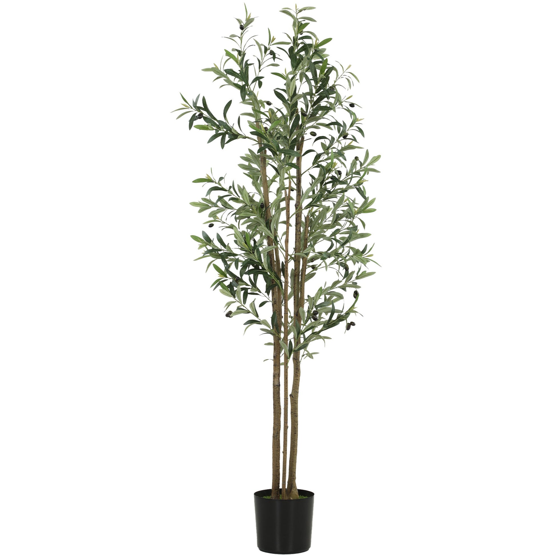 175 cm Artificial Olive Tree, Tall Faux Plant with 787 Leaves & Adjustable Branches, Artificial Plant for Living Room Home Office Floor Indoors Outdoors