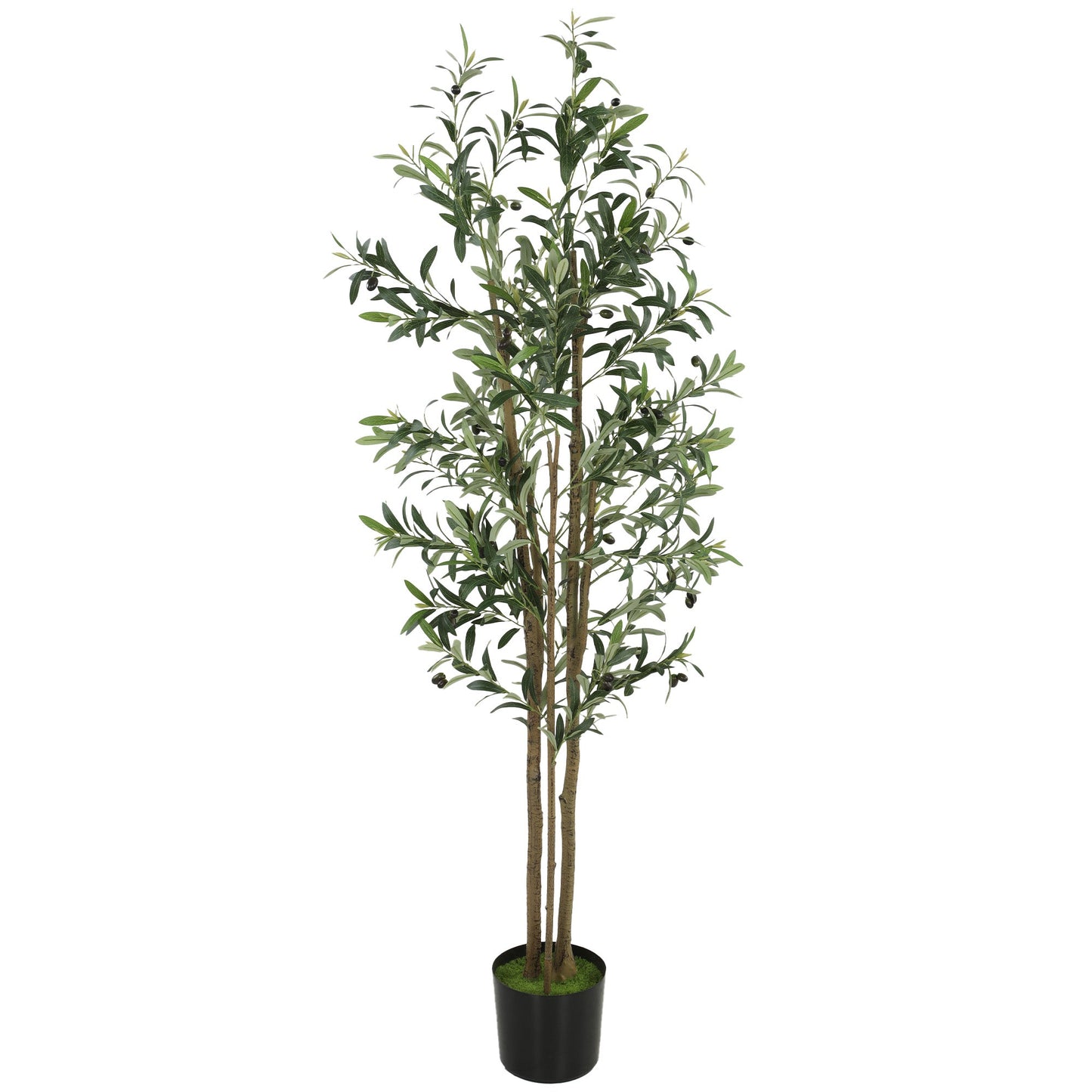 175 cm Artificial Olive Tree, Tall Faux Plant with 787 Leaves & Adjustable Branches, Artificial Plant for Living Room Home Office Floor Indoors Outdoors