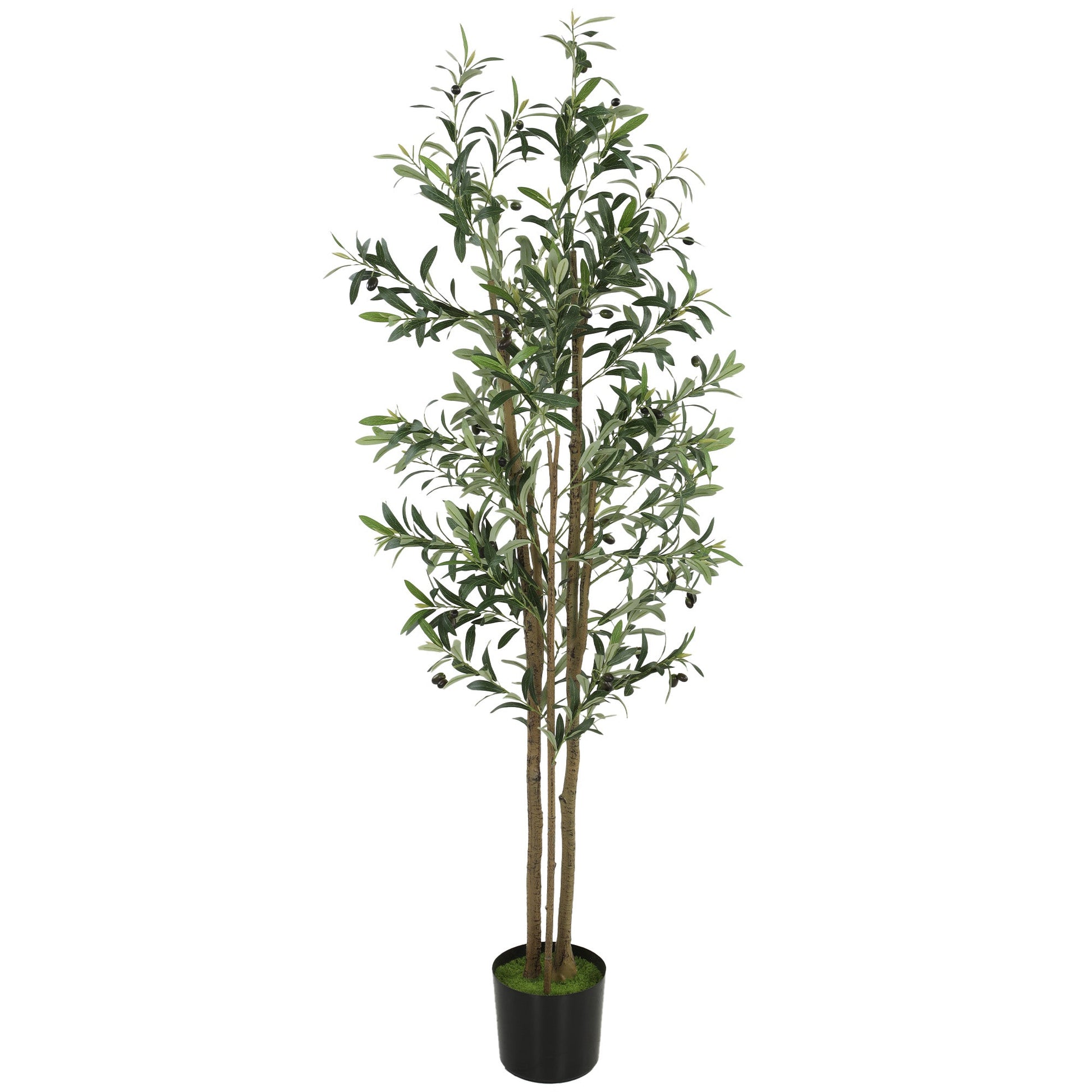 175 cm Artificial Olive Tree, Tall Faux Plant with 787 Leaves & Adjustable Branches, Artificial Plant for Living Room Home Office Floor Indoors Outdoors