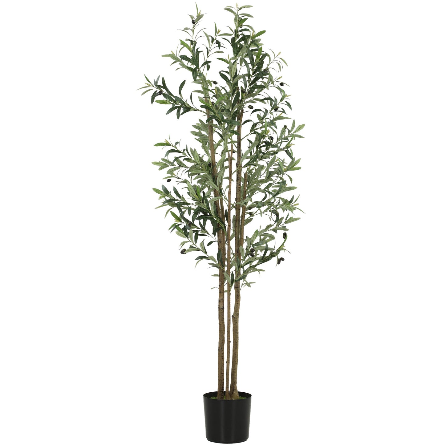175 cm Artificial Olive Tree, Tall Faux Plant with 787 Leaves & Adjustable Branches, Artificial Plant for Living Room Home Office Floor Indoors Outdoors