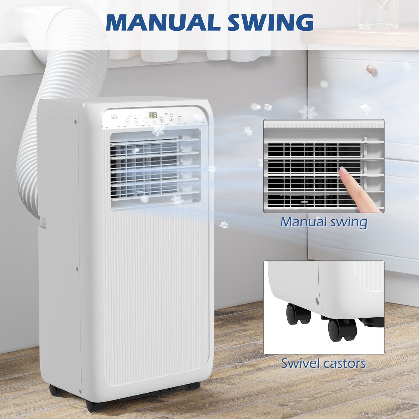 HOMCOM 9000 BTU Air Conditioning Unit, 3-in-1 Portable Air Conditioner, Dehumidifier, Cooling Fan with 2 Speeds, Remote Control, Digital Display, 24H Timer, Window Venting Kit, 20m²