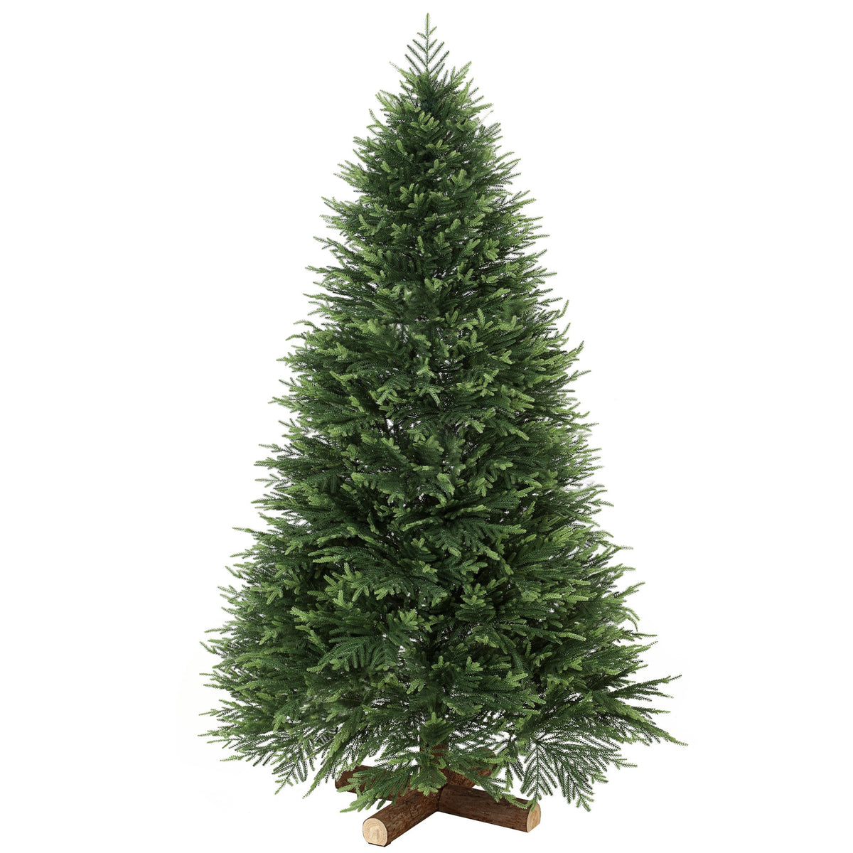 7ft Artificial Christmas Tree, Hinged Xmas Tree with Dense 1071 PE & PVC Branch Tips, Realistic Fir Wood Base, Auto Open for Home Office Decor, Green