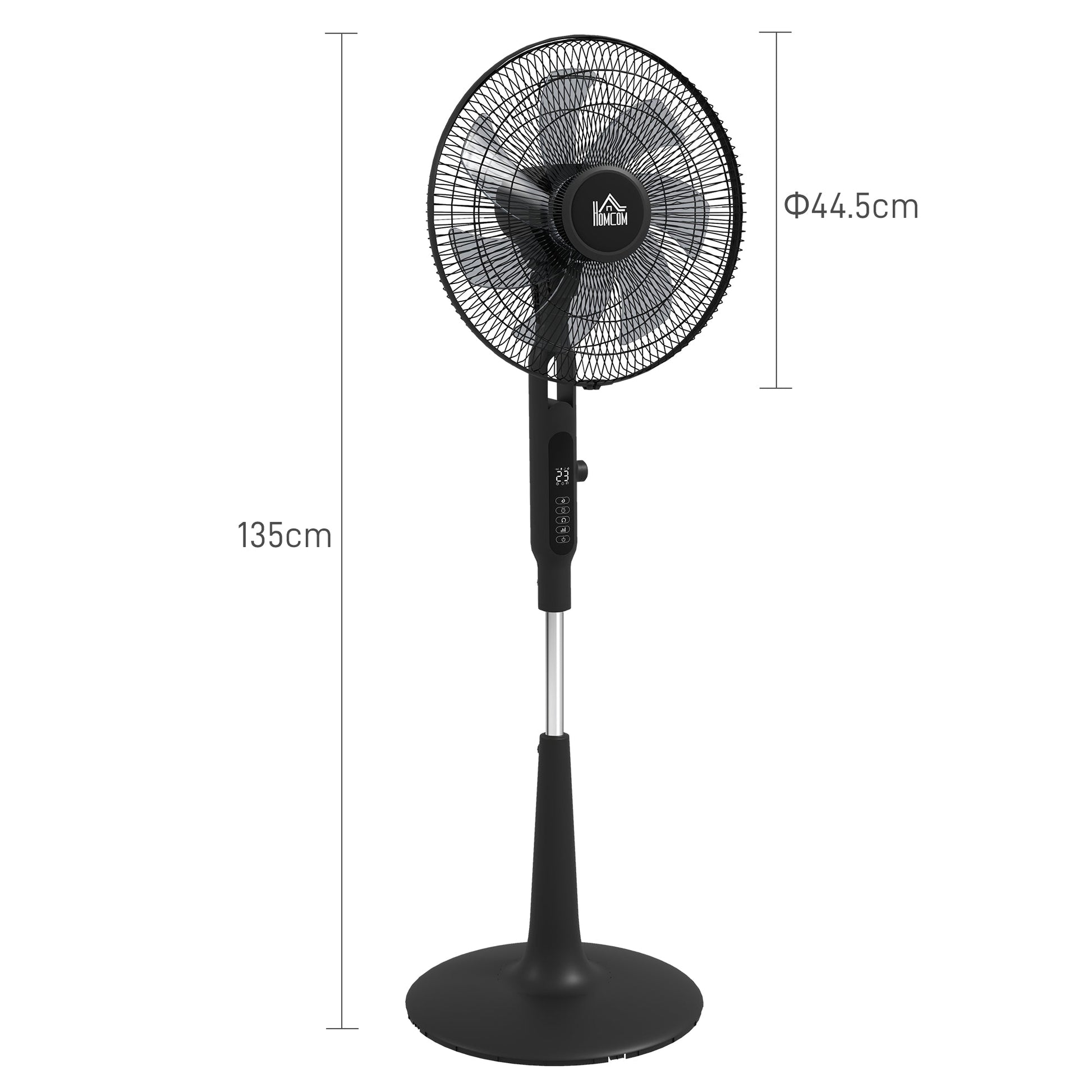 HOMCOM Quiet Pedestal Fan, 17.5 Inch Standing Fan with 28 Speeds, 3 Modes, 75° Oscillation, 12-Hour Timer, Adjustable Height, Mosquito Repellent Function for Bedroom, Home Office, Black