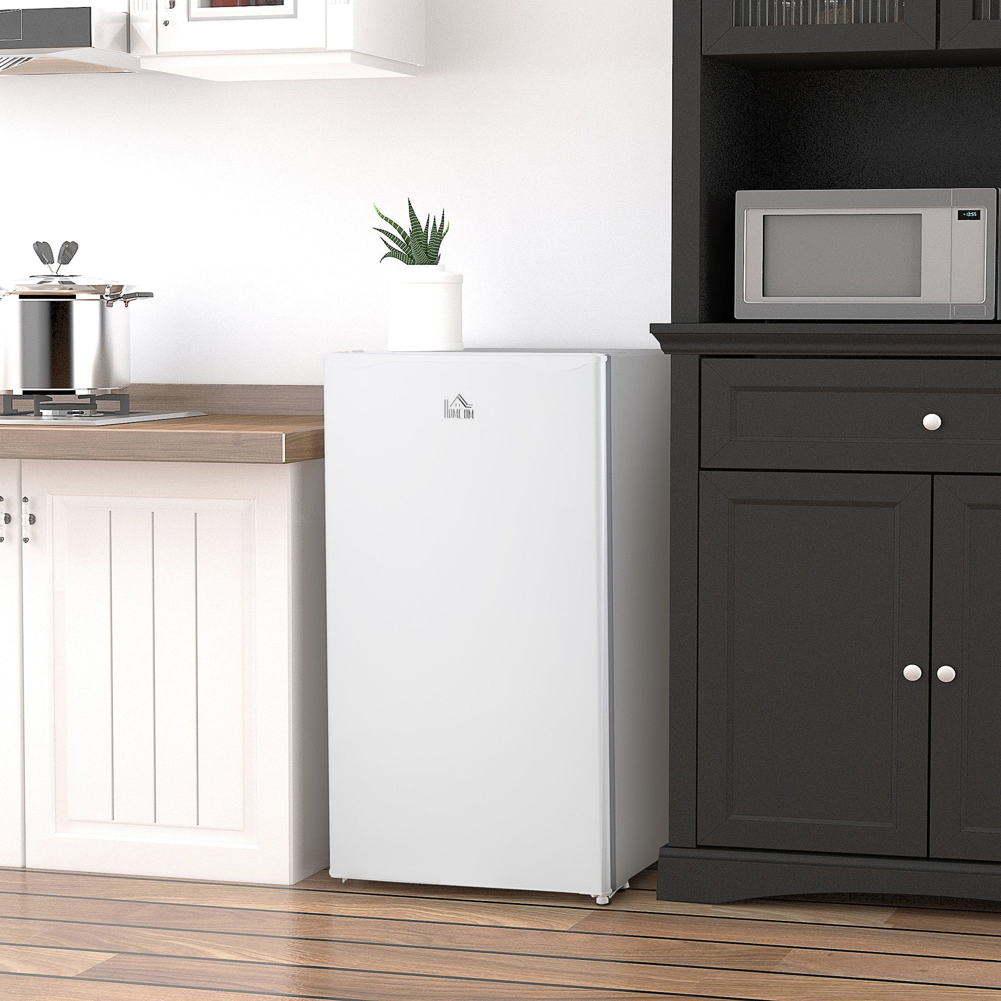HOMCOM 91 Litre Freestanding Under Counter Fridge Freezer with Chiller Box, Reversible Door, Adjustable Thermostat, 47.5cm Wide, White