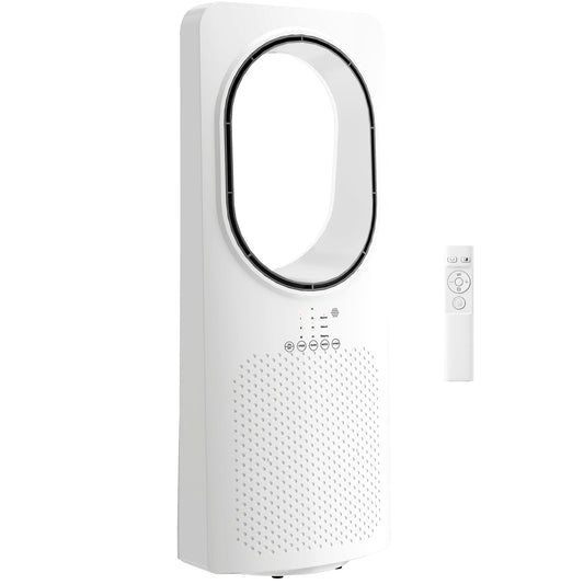 Bladeless Tower Fan for Bedroom, 36dB Standing Cooling Fan with 45° Oscillating, 3 Speeds, 3 Modes, 15H Timer, Touch Panel and Remote Control, White