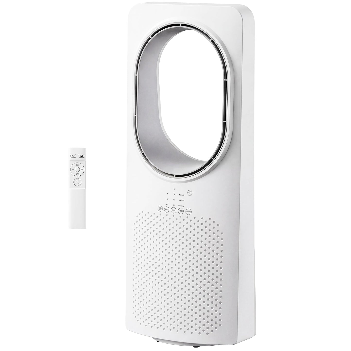 Bladeless Tower Fan for Bedroom, 36dB Standing Cooling Fan with 45° Oscillating, 3 Speeds, 3 Modes, 15H Timer, Touch Panel and Remote Control, White