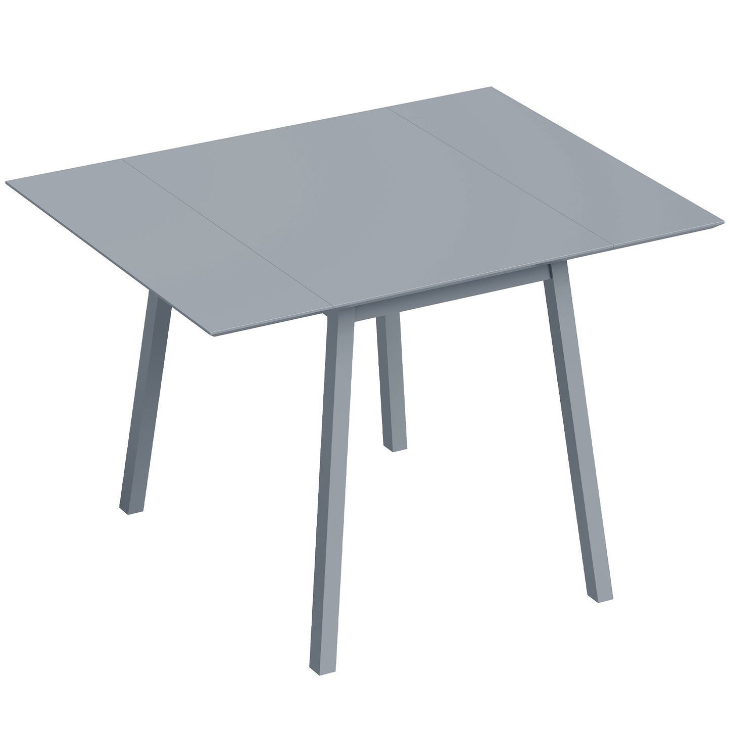 Solid Wood Folding Dining Table, Drop Leaf Table for 2-4 People,  Rectangle Kitchen Table for Small Space, Grey