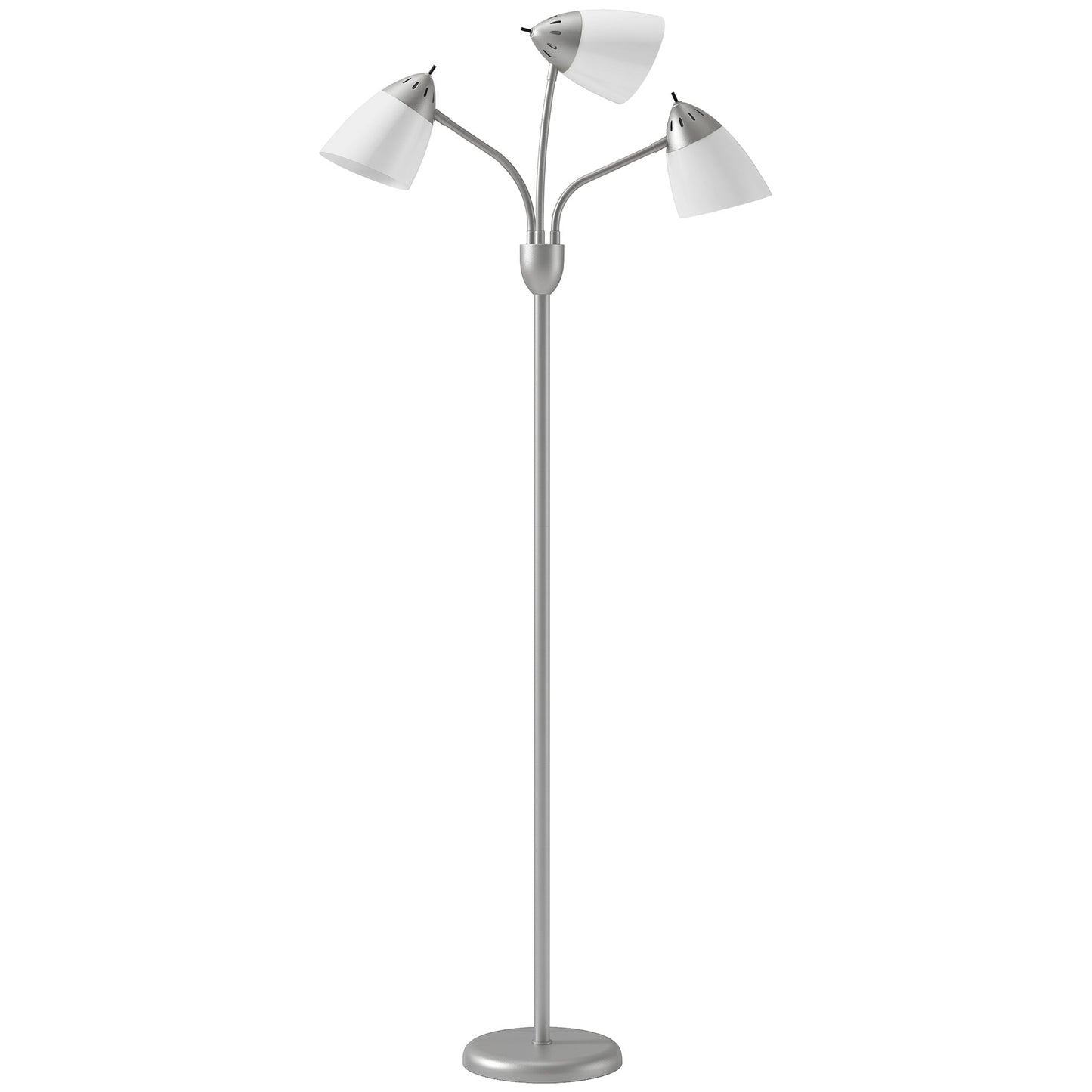 Arc Tree Floor Lamp with 3 Adjustable Rotating Lights, Industrial Standing Lamp with Steel Frame for Bedroom Living Room, 155cm, Silver Tone