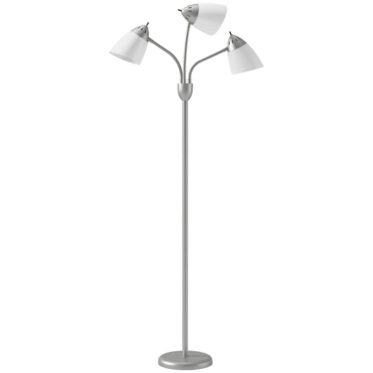 Arc Tree Floor Lamp with 3 Adjustable Rotating Lights, Industrial Standing Lamp with Steel Frame for Bedroom Living Room, 155cm, Silver Tone