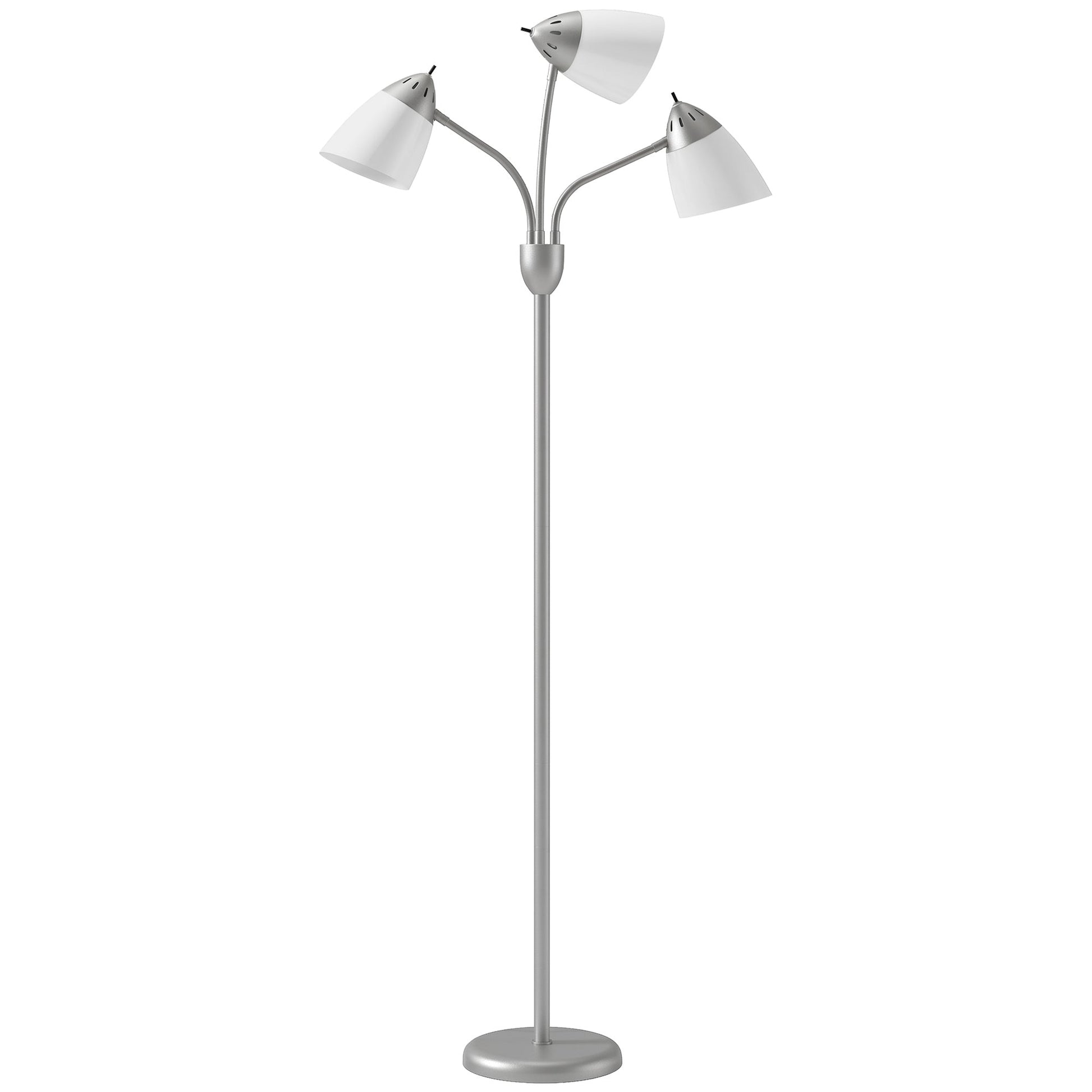 Arc Tree Floor Lamp with 3 Adjustable Rotating Lights, Industrial Standing Lamp with Steel Frame for Bedroom Living Room, 155cm, Silver Tone