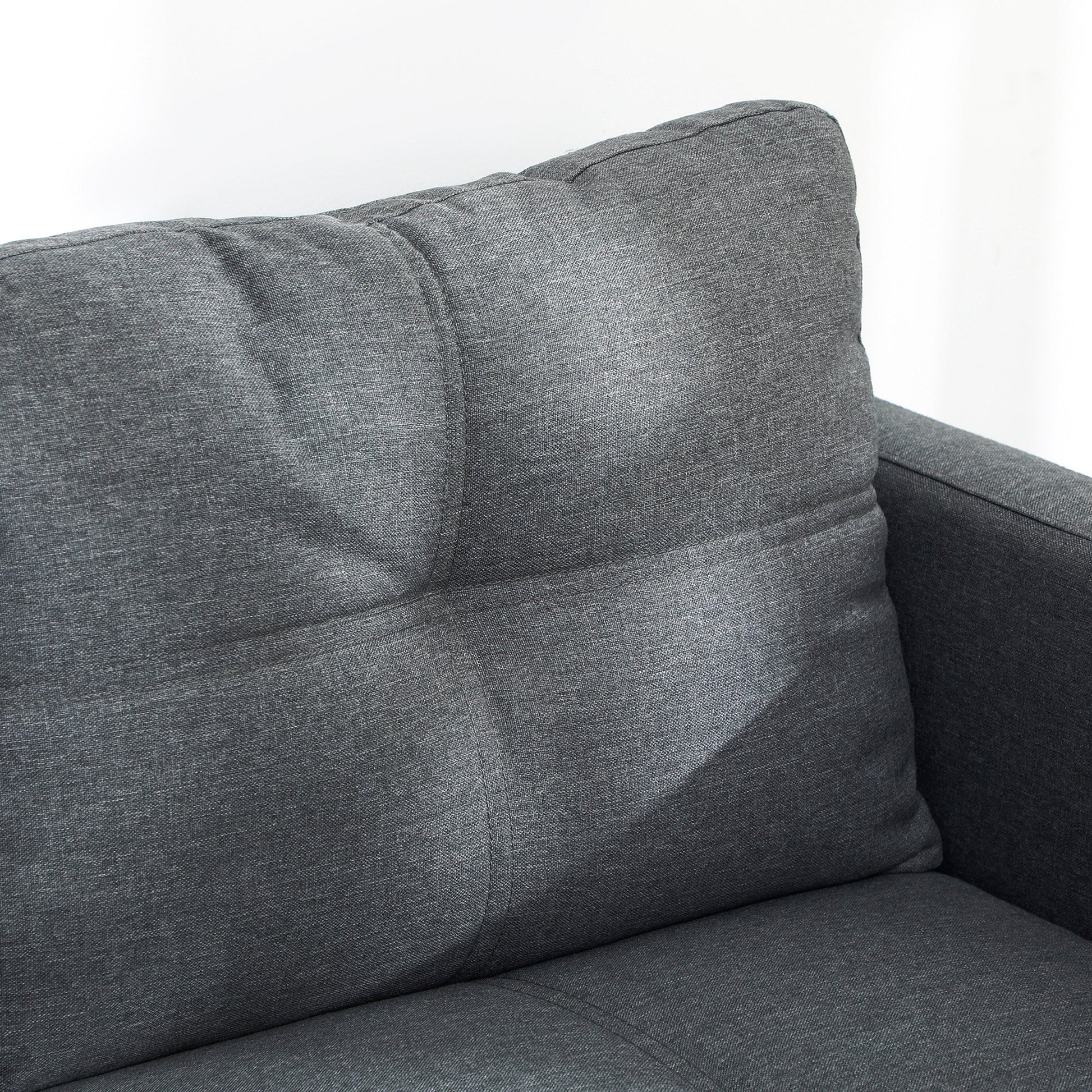 HOMCOM 2 Seater Sofa for Living Room, 133cm Loveseat Sofa, Modern Fabric Couch with Steel Legs for Bedroom, Dark Grey