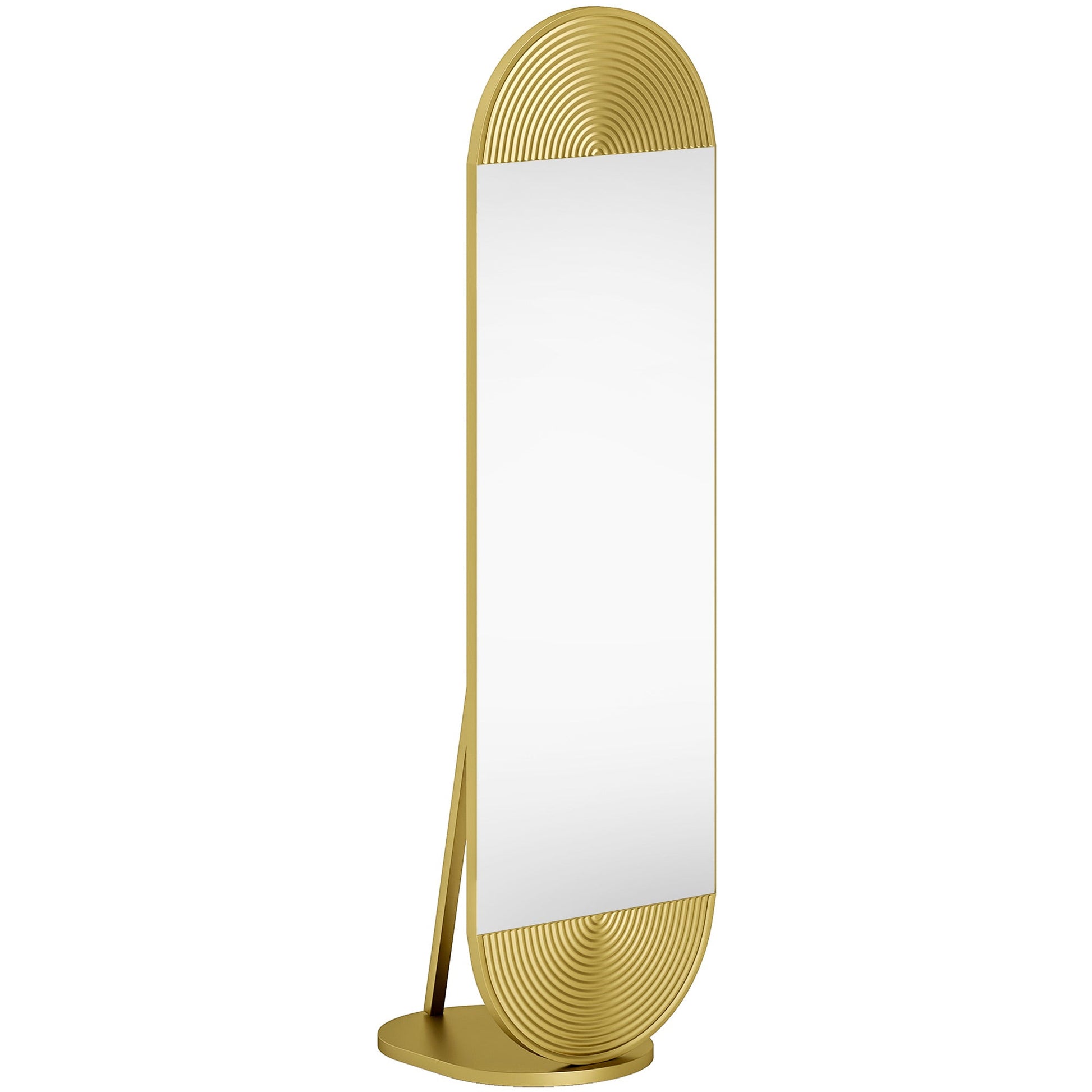 Wavy Full Length Mirror, 50 x 161 cm Free Standing Mirror with Metal Frame and Solid Base, for Bedroom, Living Room, Gold Tone