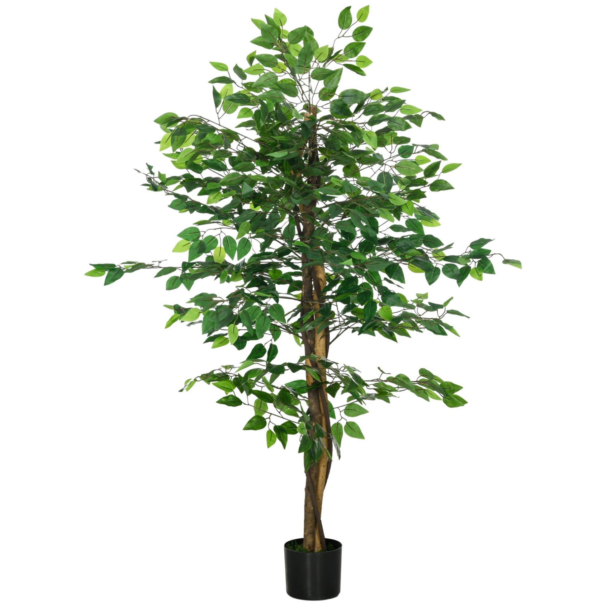 HOMCOM Decorative Artificial Plants Ficus in Pot, Fake Plants for Home Indoor Outdoor Decor, 150cm