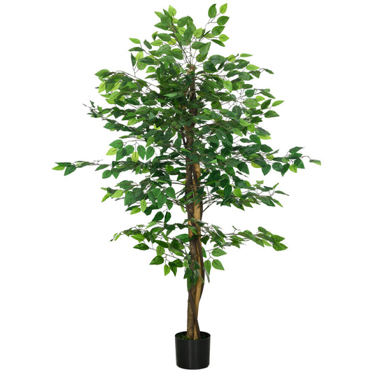 HOMCOM Decorative Artificial Plants Ficus in Pot, Fake Plants for Home Indoor Outdoor Decor, 150cm