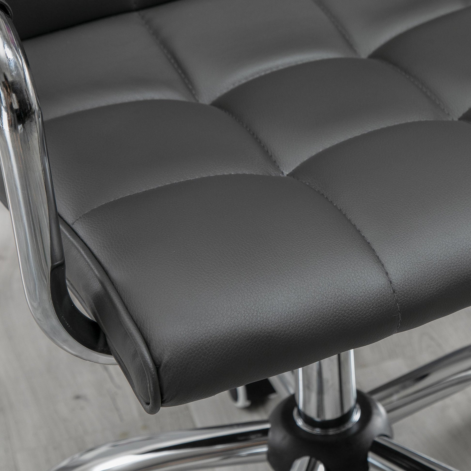 Vinsetto PU Leather Home Office Desk Chair, Computer Chair with Mid Back, Arm, Swivel Wheels, Adjustable Height, Grey