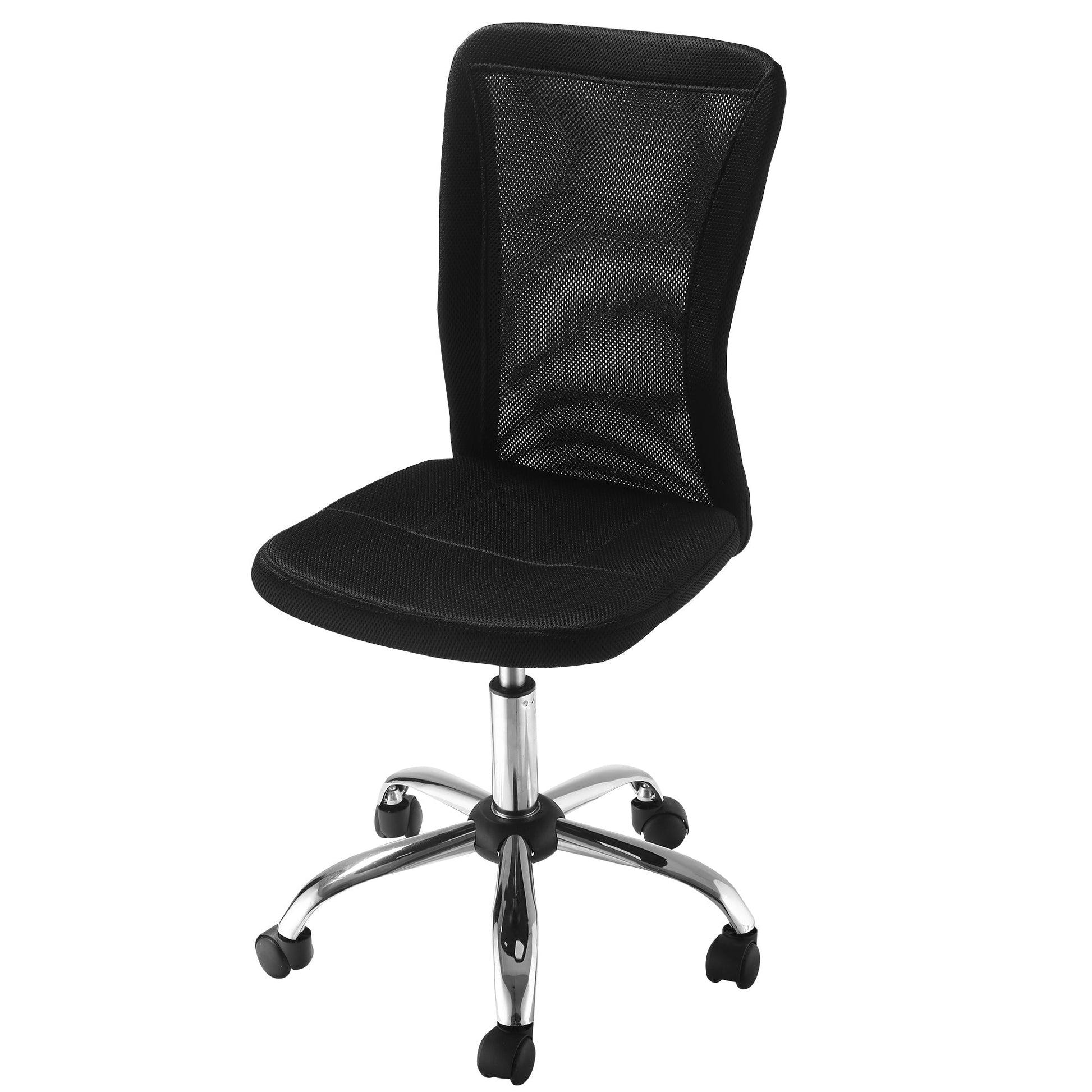 Vinsetto Office Chair, Armless Desk Chair, Adjustable Computer Swivel Chair with Rolling Wheels and Mesh Back for Home Work Study, Black