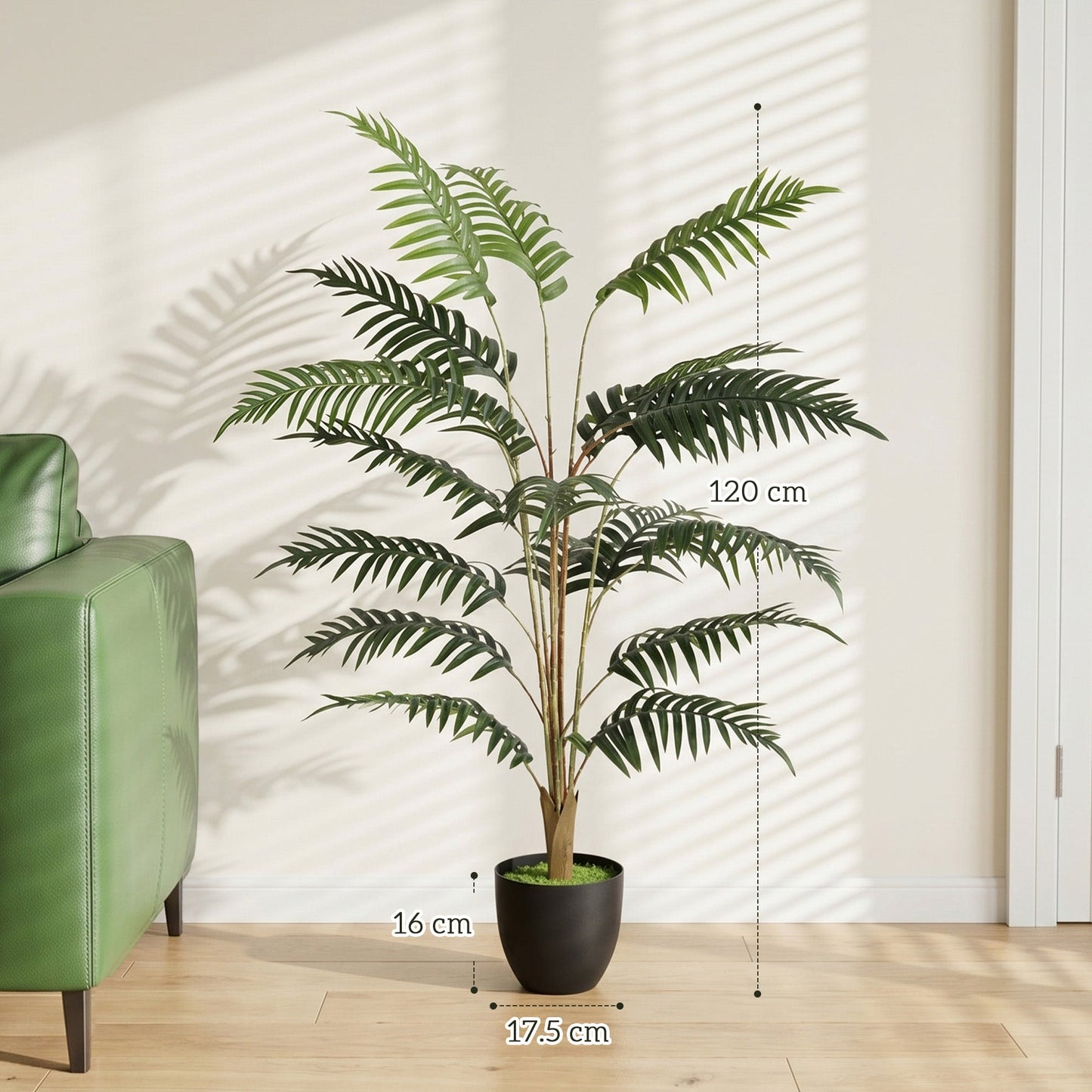 120cm Tall Artificial Fern Topiary Tree, Realistic Artificial Plant in Cement Pot, Fake Plant for Indoor Outdoor Front Porch Home Decor, Green